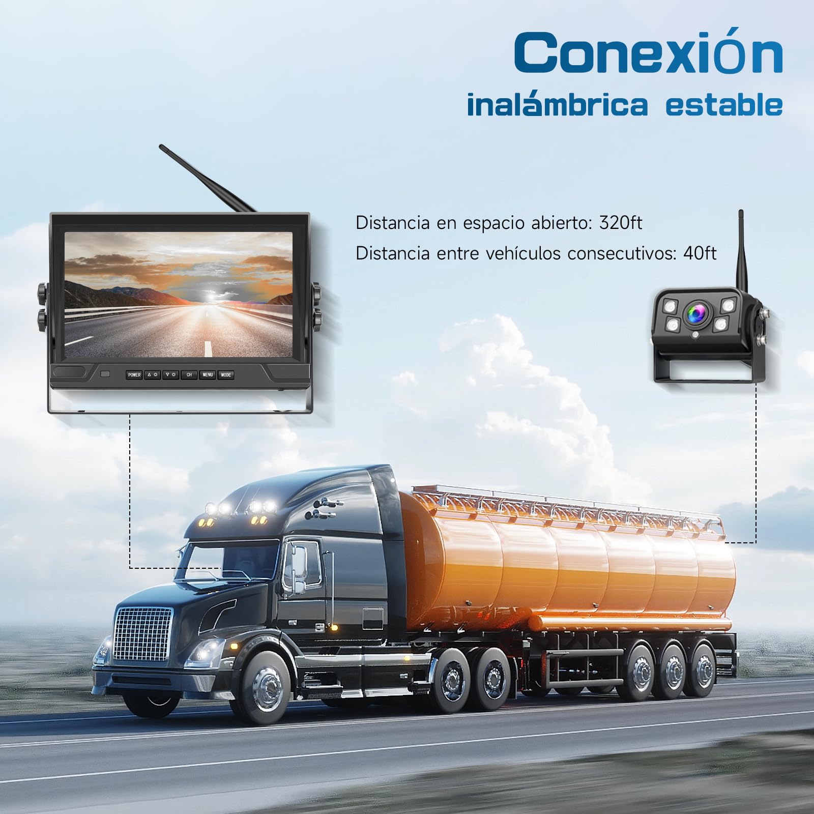 Hikity DVR Cámara Trasera Coche Inalambrica con Monitor IPS de 9" 12-24V | IP68 Impermeable Cámara de Visión Trasera Visión Nocturna BSW Camara Trasera de Coche para Camiones RV Furgonetas Caravanas
