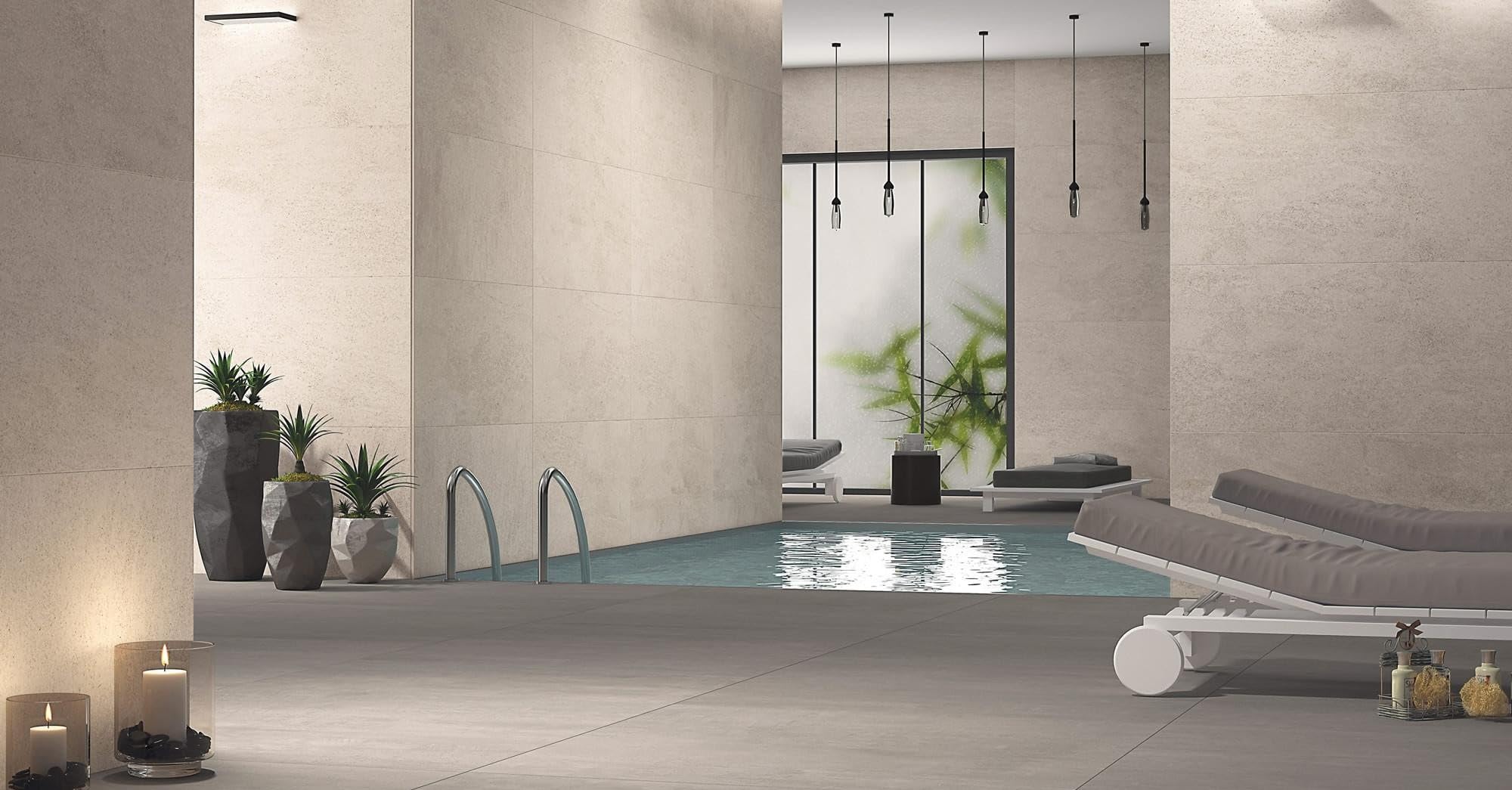 Carrelage 120x60 effet pierre beige Leonardo Bone pour sol et mur intérieur