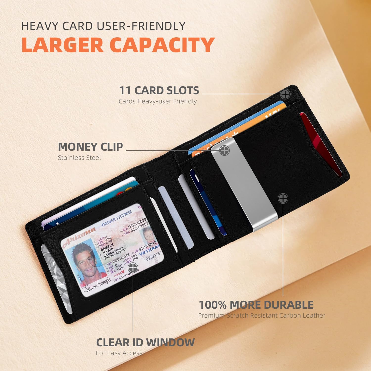 RUNBOX Slim Wallets for Men - Leather Money Clip Mens Wallet - RFID Blocking Front Pocket Bifold Wallet - Thin Credit Card Holder with Gift Box - Image 4