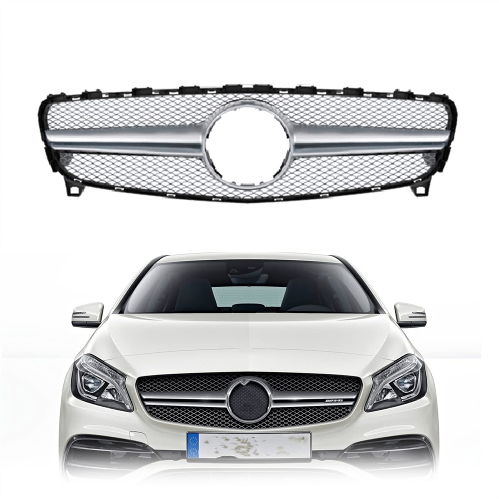 Grille calandre argent contre usure capot pour Classe A 2016-2018
