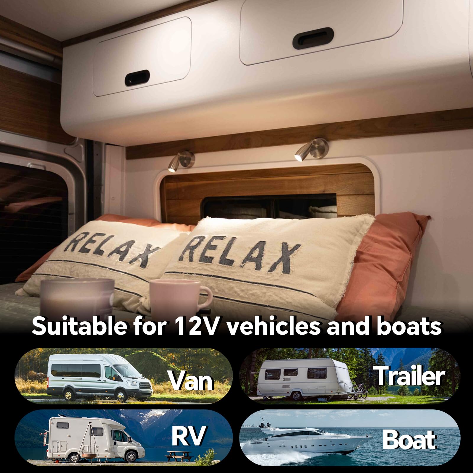 acegoo 12V Leselampe Wohnmobil LED Dimmbar Bett Lampe mit USB-Schnellladegerät, Flexible Spot DC 24V 3200K Wandmontage, für Boot Wohnwagen Camper Van Yacht Innenbeleuchtung(Nickel gebürstetl, 1 Stück)