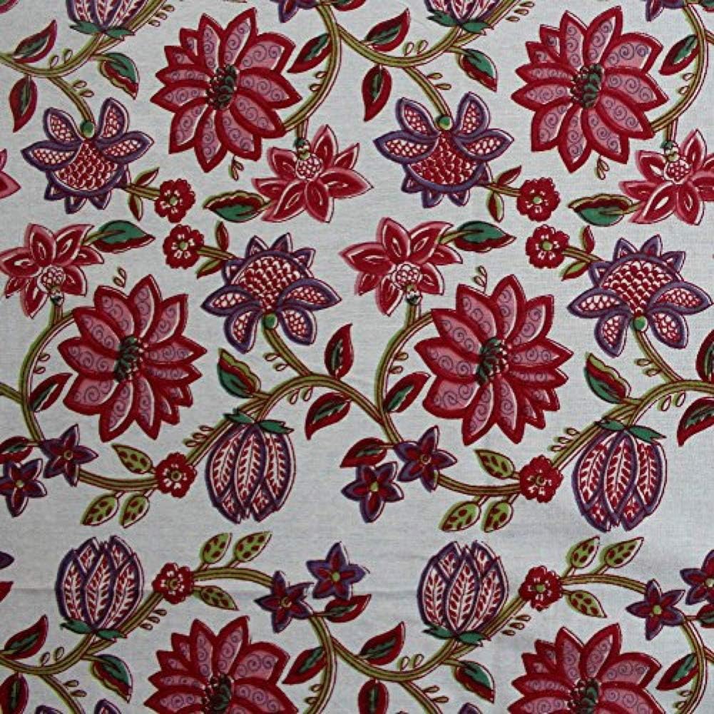 Floral Tablecloth for Round Tables Pink Red Green White Cotton Floral Kitchen Table Linen Round 90 inches: Home & Kitchen