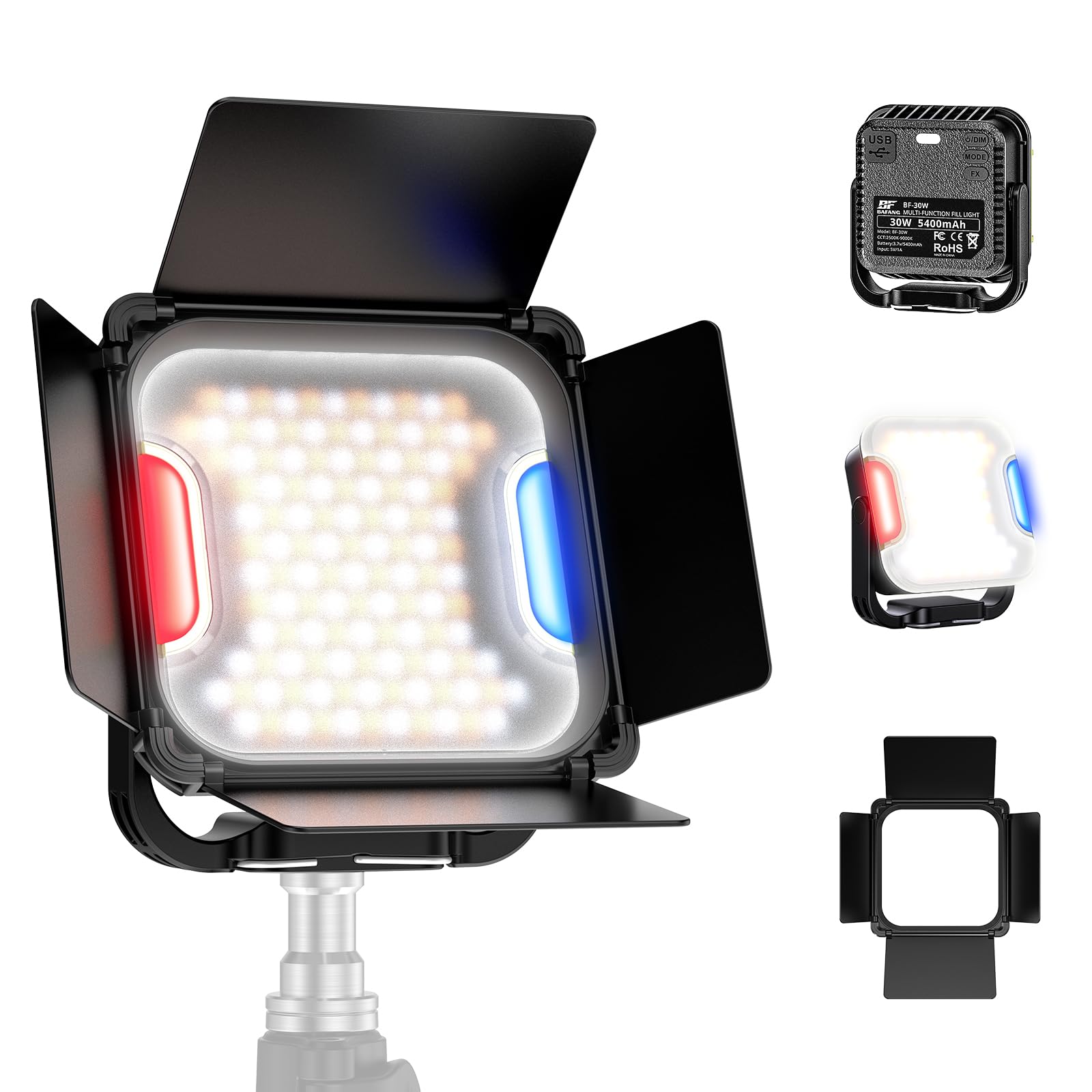 LED Campinglampe 30W Mit Magnetfuß, Wiederaufladbare 5400mAh Akku Lampe Mit 138 LEDs, 4 Lichtmodi, 2500K–9000K, 180° Verstellbar, Wasserdichtes Outdoor Licht Für Camping, Zelt, Notfall, Stromausfall