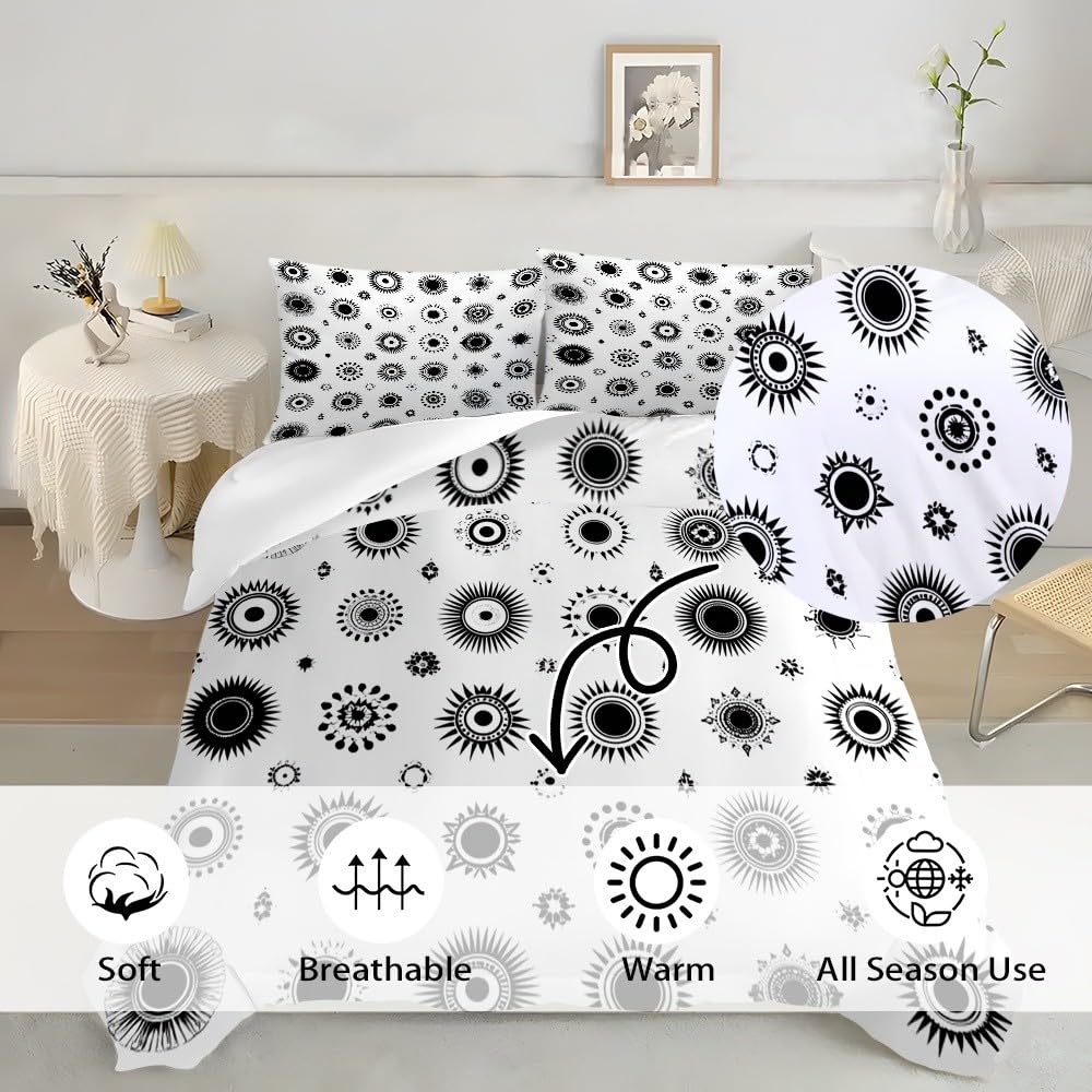 Pościel 240 x 220 cm, czeskie mistyczne runy, komplet pościeli, 100% mikrofibra, nie wymaga prasowania, nie gniecie się, można prać w pralce, biała, dwustronna pościel, z poszewką na poduszkę 80 x 80