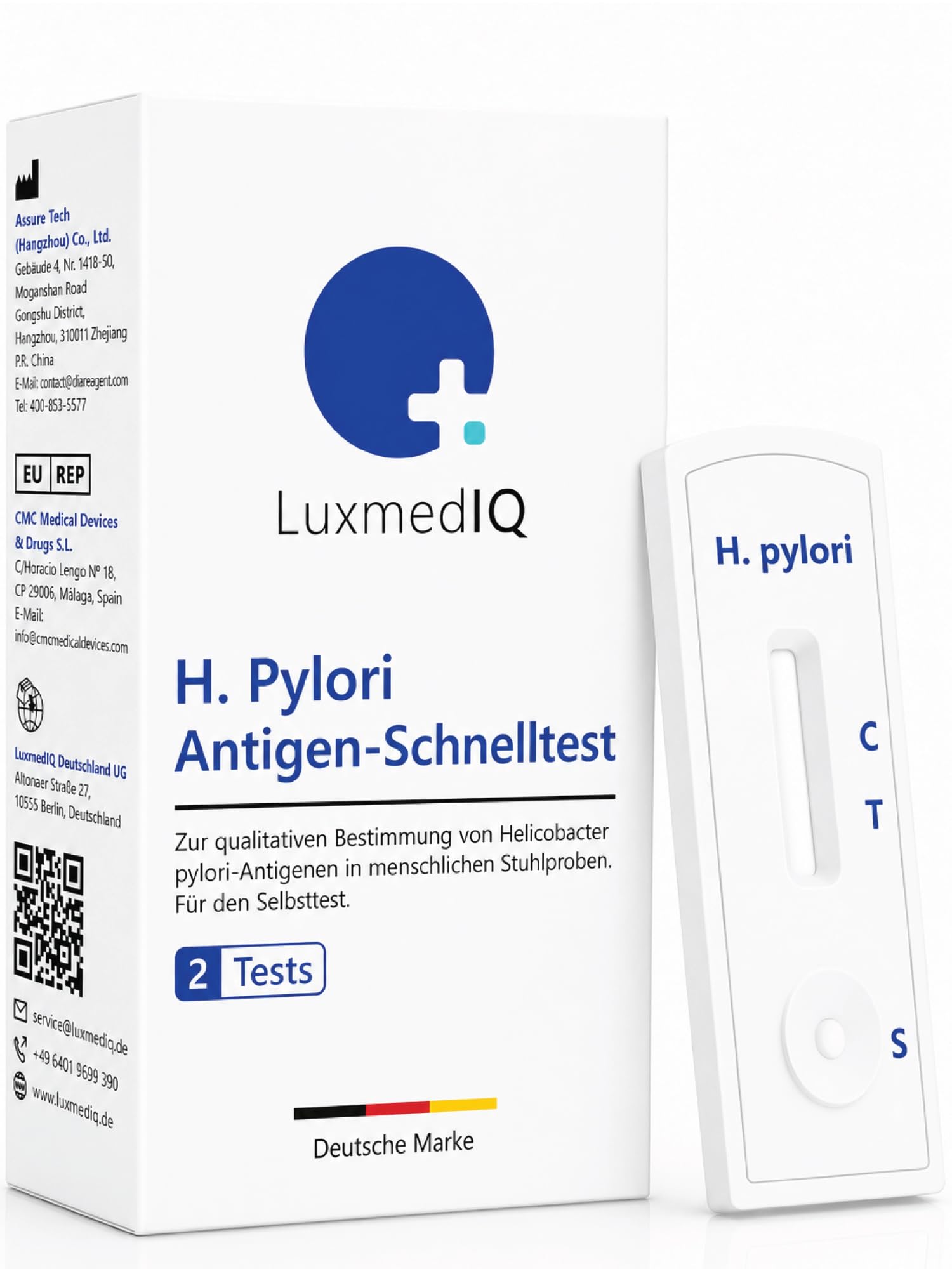 2x LuxmedIQ Helicobacter Pylori Test (Stuhl) - H Pylori Selbsttest für Zuhause - Schnelltest bei Magen Beschwerden wie Sodbrennen oder Gastritis