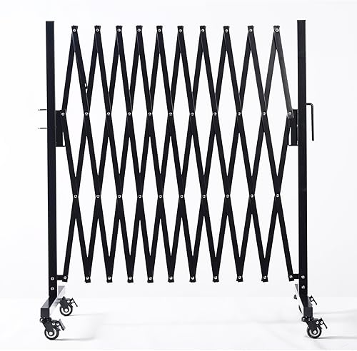 Miniatura 5 de Barricada de metal expandible, 11 pies, puerta de barrera de seguridad móvil con ruedas, puerta de valla retráctil portátil (A negro)..