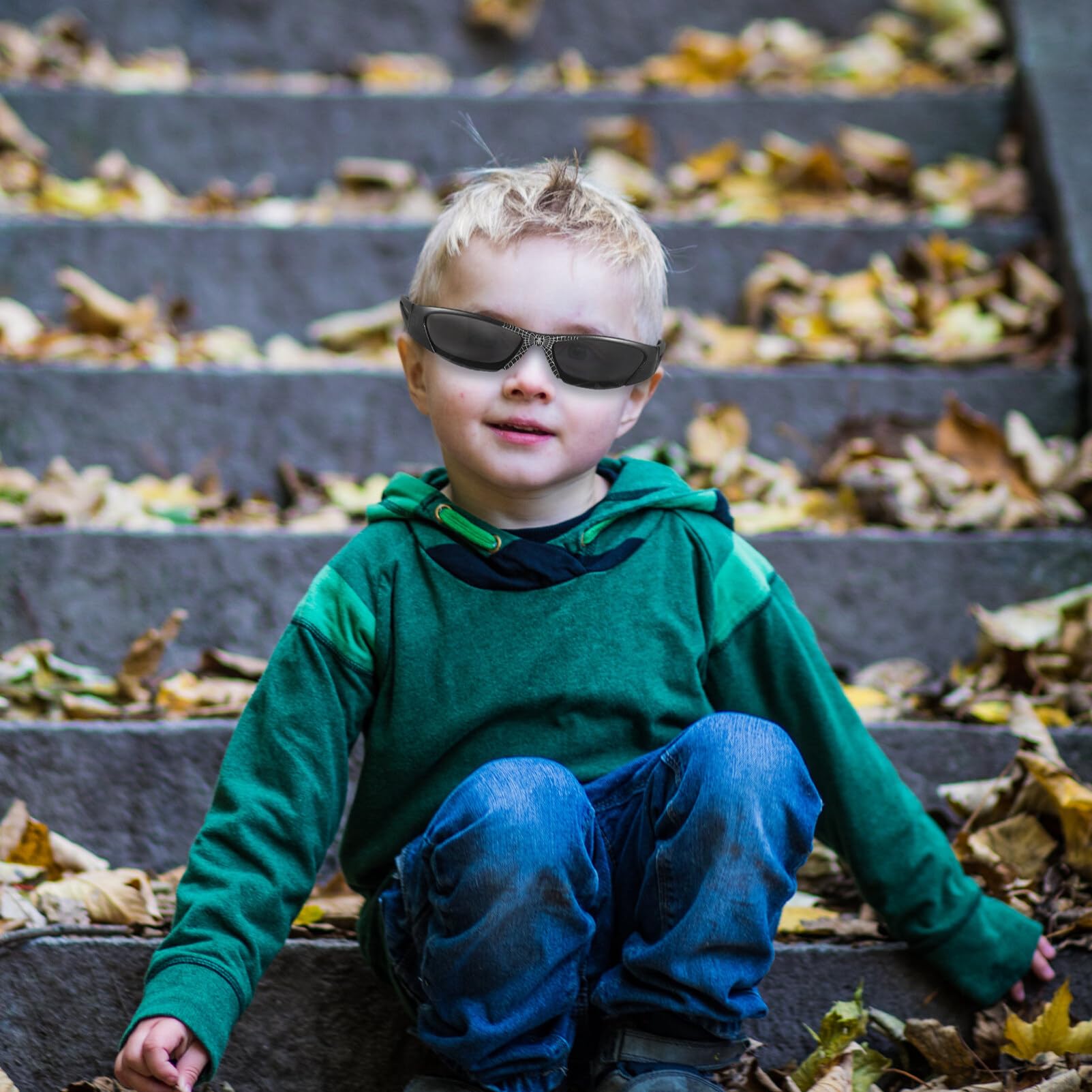 Police Boys' Modern Square Sunglasses, Full Matt Blue, 49