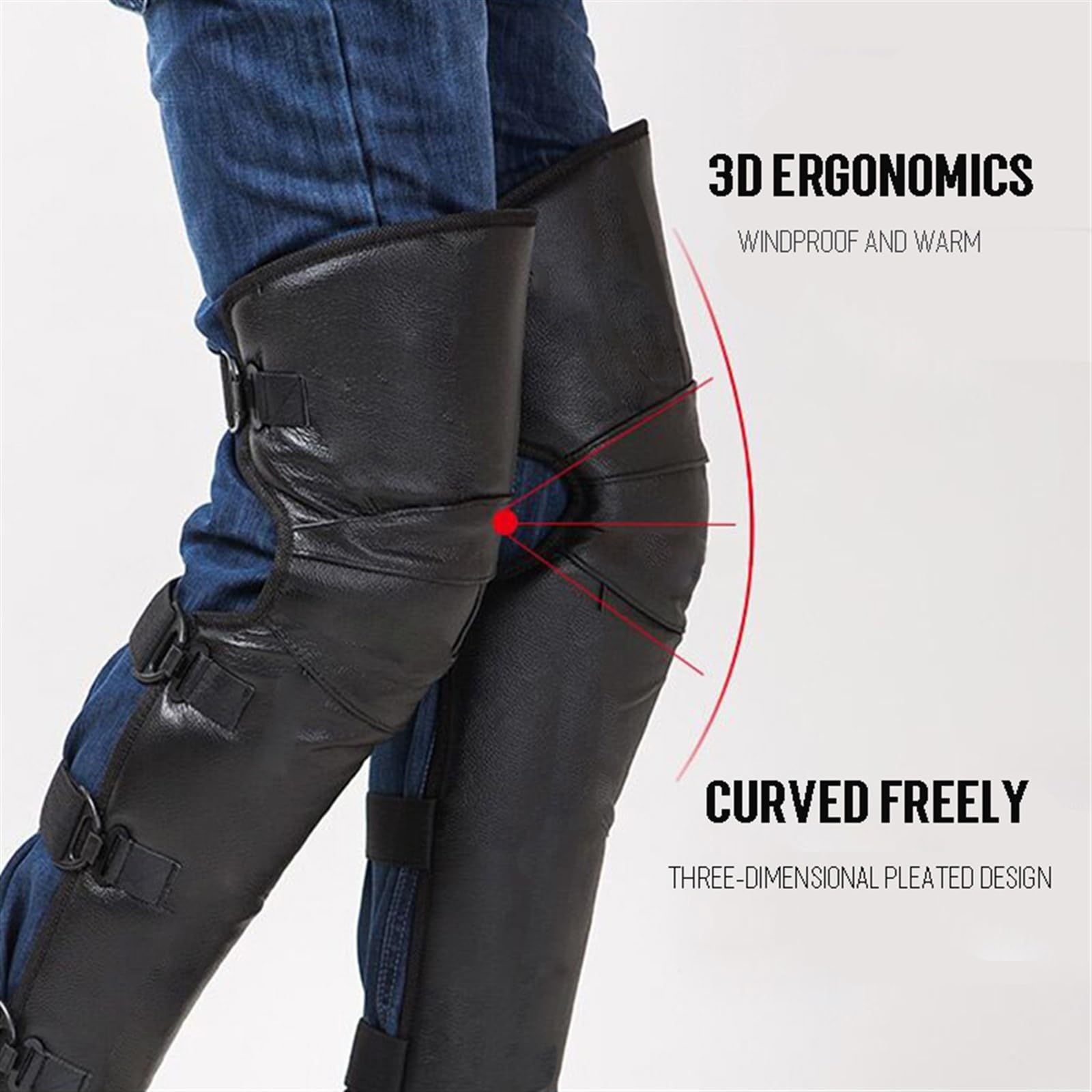 Scaldamuscoli per Moto Termico Ginocchiere lunghe in pelle di vitello Uso apto para moto impermeabili invernali Protezione para pattinaggio su ghiaccio calde antivento