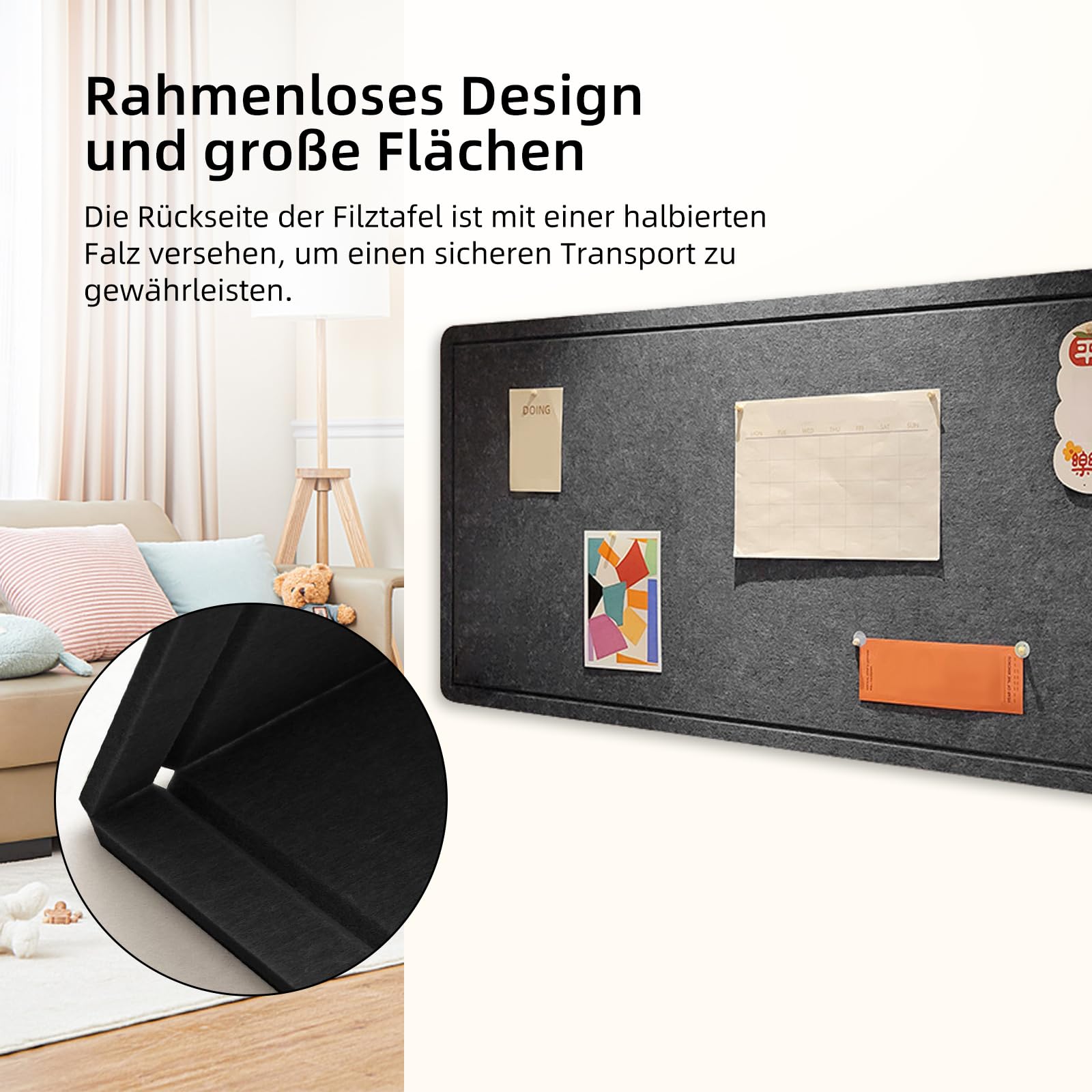 Grand Tableau D'affichage, 90 X 118 Cm, En Feutre, Décoratif, Pour Mur, Affichage Photo Pliable Avec Ruban Adhésif Autocollant, 20 épingles Incluses - Vert Foncé