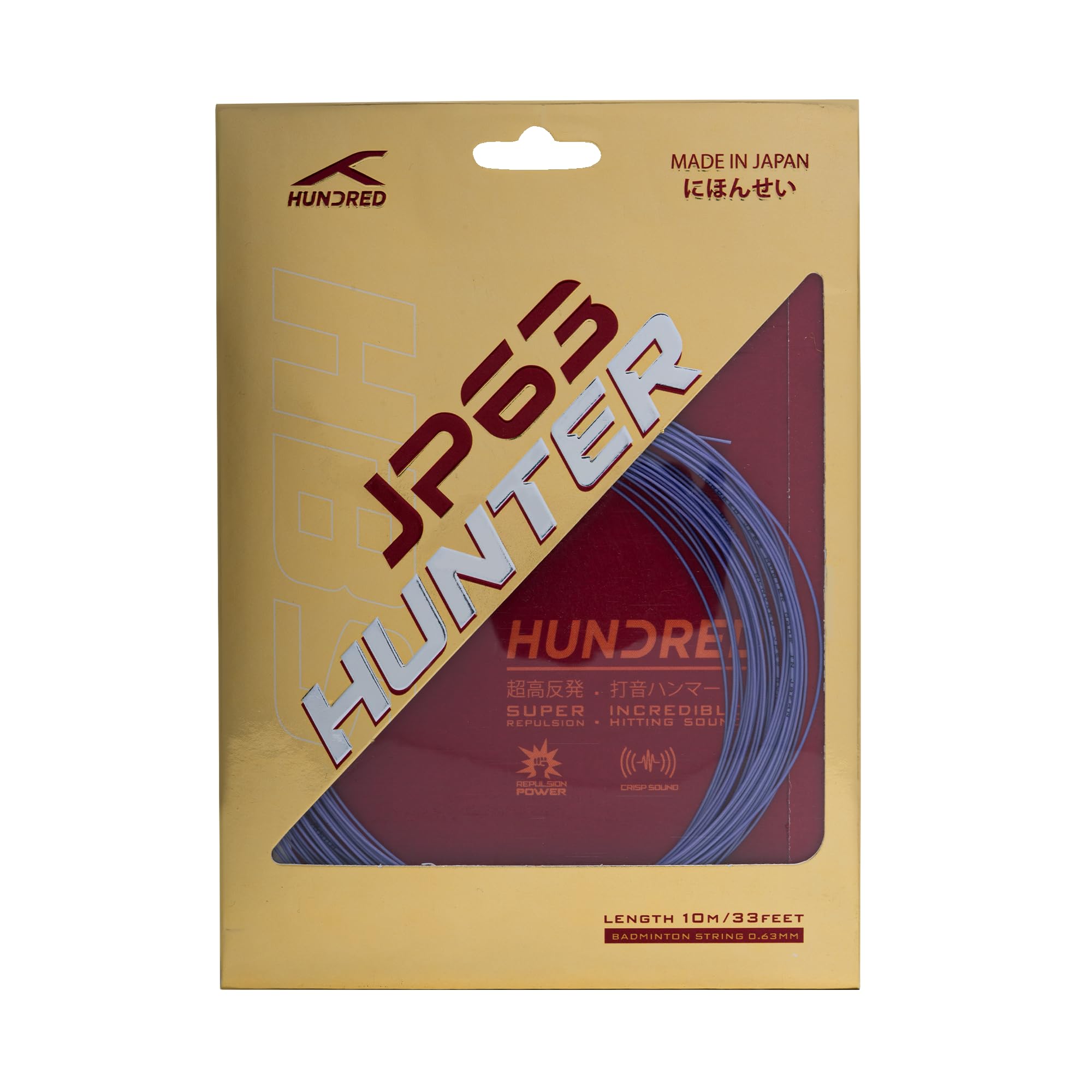 Hundred JP 63 Hunter Badminton String | Pro-Grade Repulsion & Control | Premium Hitting Sound | Superior Shock Absorption | Made in Japan (Sweet Lilac)-picture-27