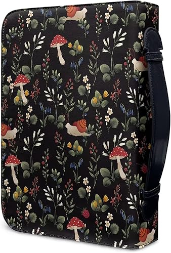 Miniatura 3 de Suobstales Bolsas de la Biblia con estampado de caracoles y hongos para mujeres y hombres, de piel sintética, funda de la Biblia, bolsas para libros