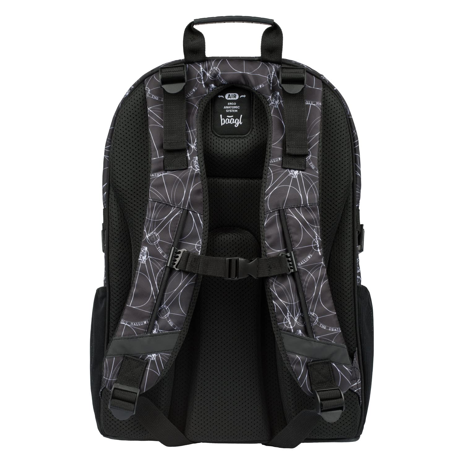 Baagl Schulrucksack Set Jungen Mädchen 3 - Harry Potter Deathly Hallows | Skateboard Kinderrucksack für Weiterführendeschule mit Laptopfach, Organizer und ergonomischem Rücken.