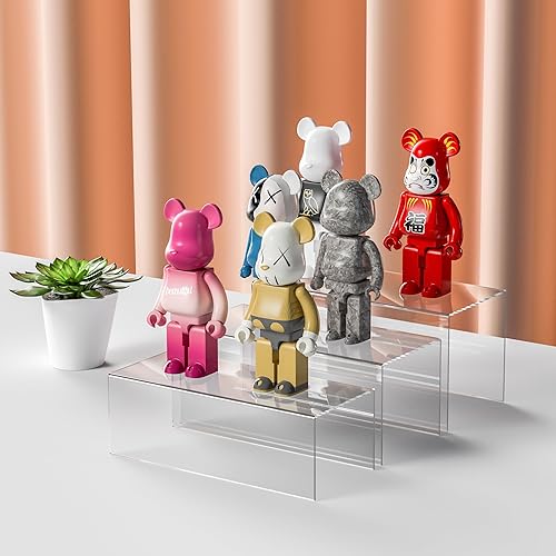 Miniatura 17 de Juego de 3 elevadores cuadrados de acrílico para mesa de postres, estante de exhibición de acrílico transparente para Funko Pop, cupcakes, juguetes