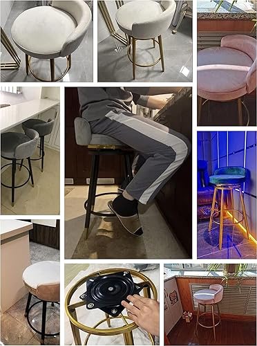 Miniatura 6 de Juego de taburetes de bar giratorios Verdes modernos con respaldo y reposapiés, sillas de cocina ajustables para comedor en isla.