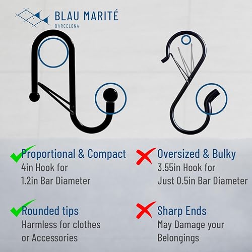 Miniatura 6 de 6 ganchos en forma de S con sistema anticaídas. Gancho en forma de S anticaídas con hebilla de seguridad para evitar caídas. Resistente (negro, 4