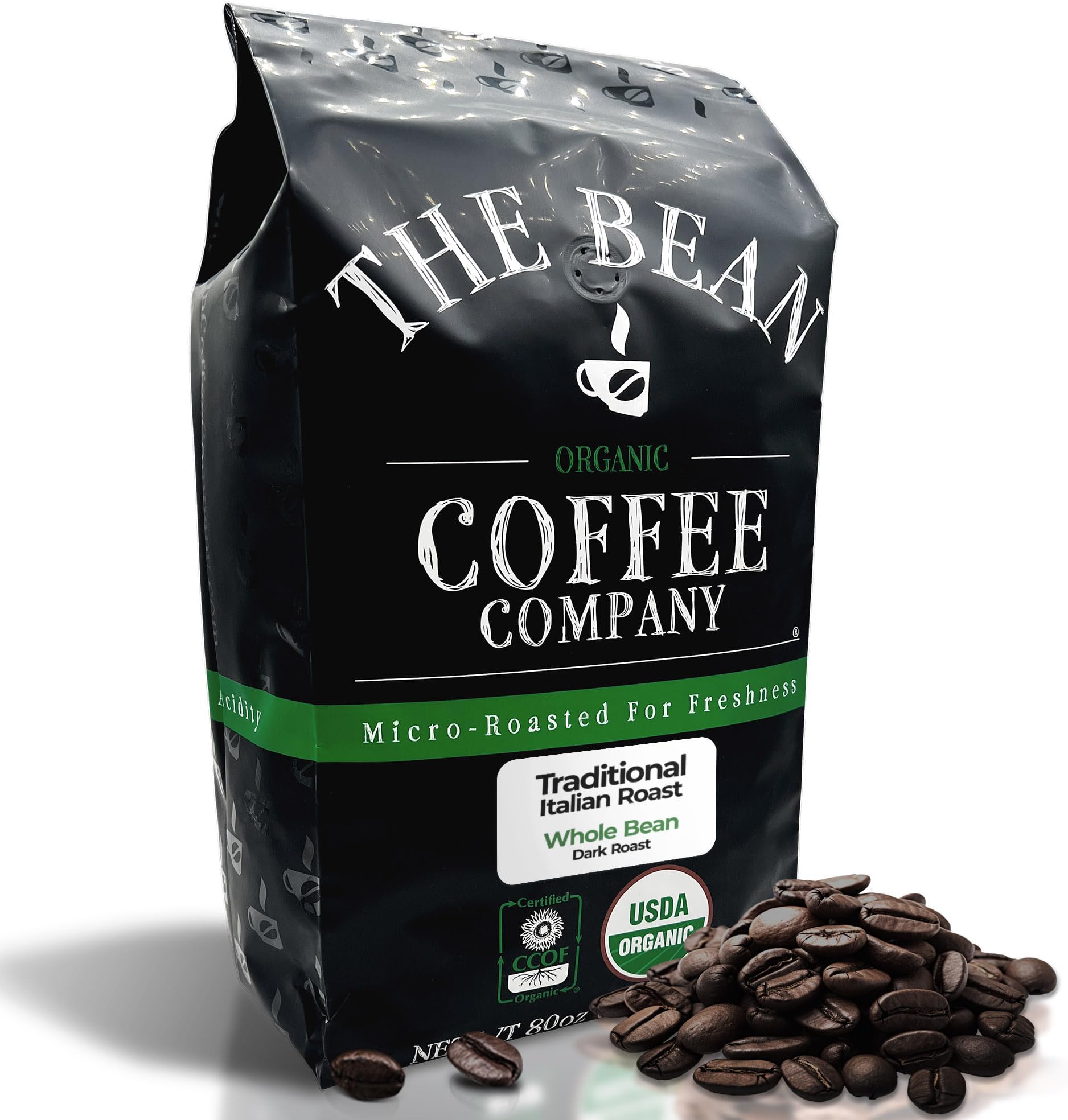 The Bean Organic Coffee Co. Il Chicco Italian Roast, Whole Bean, 5 lb