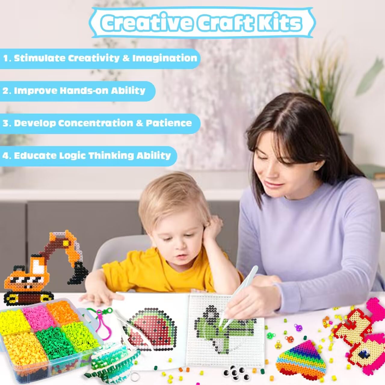 Cuentas Para Planchar, 11000 Piezas Abalorios Fusibles de 20 Colores Set con Caja de Almacenamiento, Guía del Usuario, Diseño DIY de Joyas, Creativas y Manualidade, Para Niños Cumpleaños Navidad (5mm)