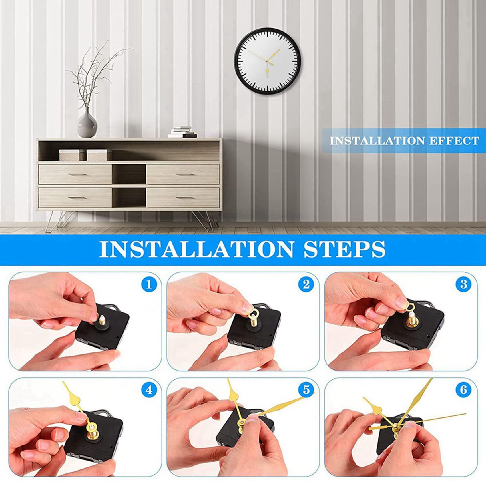 40 Pièces Mécanisme Mouvement Silencieux à Faire Soi-Même, Ensemble D'Aiguilles Broche, Mécanisme Mouvement D'Horloge Quartz Mural Faire Soi-Même, Pièce Réparation, Kit D'Horloge