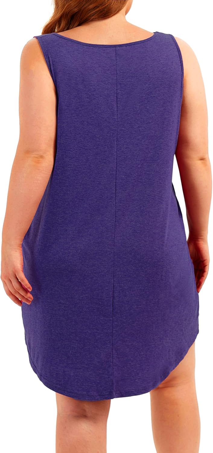 Plus Size V Neck Tank Nightgowns Women Sleepwear Sleeveless Night Gown Dresses Sleep Shirts with Pockets - Image 6