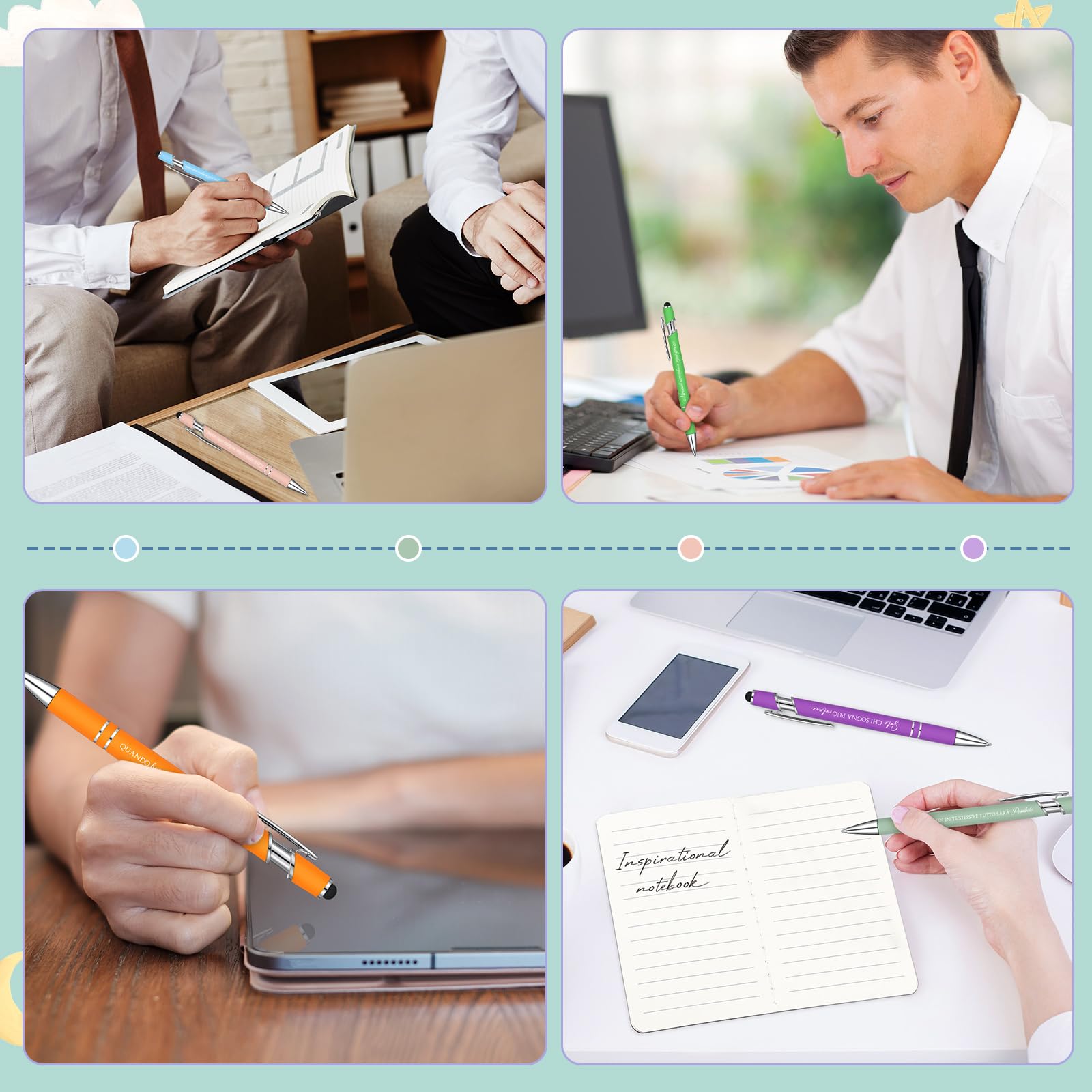Sinmoe 24 Set 48 Pezzi Regalo Motivazionale per Colleghi Regalini Economici per Colleghi 24 Penne con Frasi Motivazionali 24 Taccuini Motivazionali Regalo per Alunni Studenti Insegnante, 12 Stili