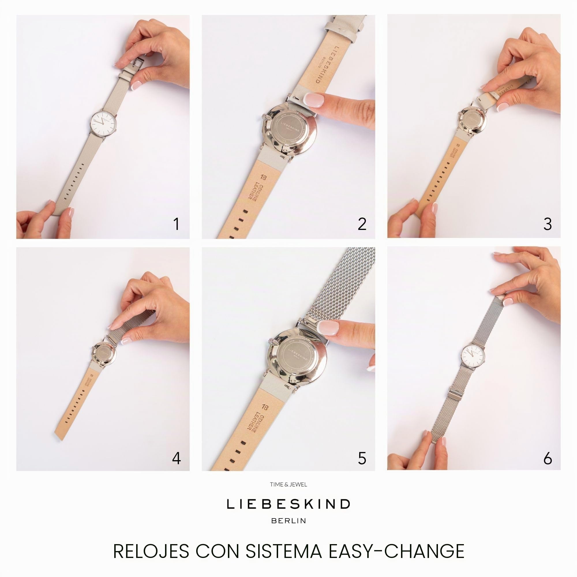 Liebeskind Berlin Reloj De Pulsera para Mujer – Redondo Caja con Gemustertem Acetat-Topring – Correa De Cuero – Sencillos Esfera – Elegantee Reloj De Cuarzo