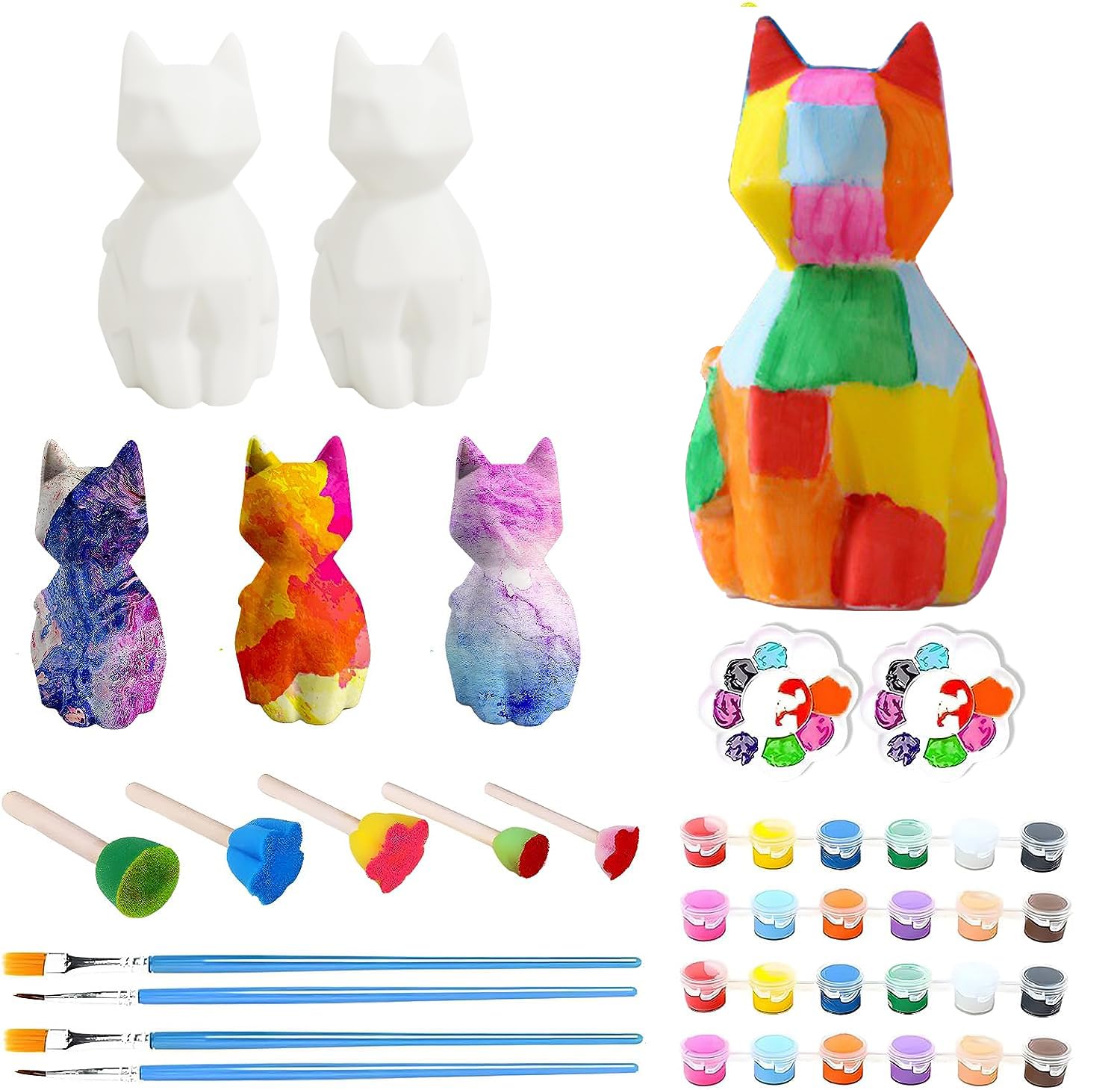 YY YITIKA Paint Your Own Cat Lamp Kit, Cool Gifts DIY Cat Night Light, Art Supplies Arts & Crafts Kit, Arts and Crafts for Kids Ages 8-12, Toys Girls Boy Birthday Gift Ages 3-12+ (2PC Cat Lamp)