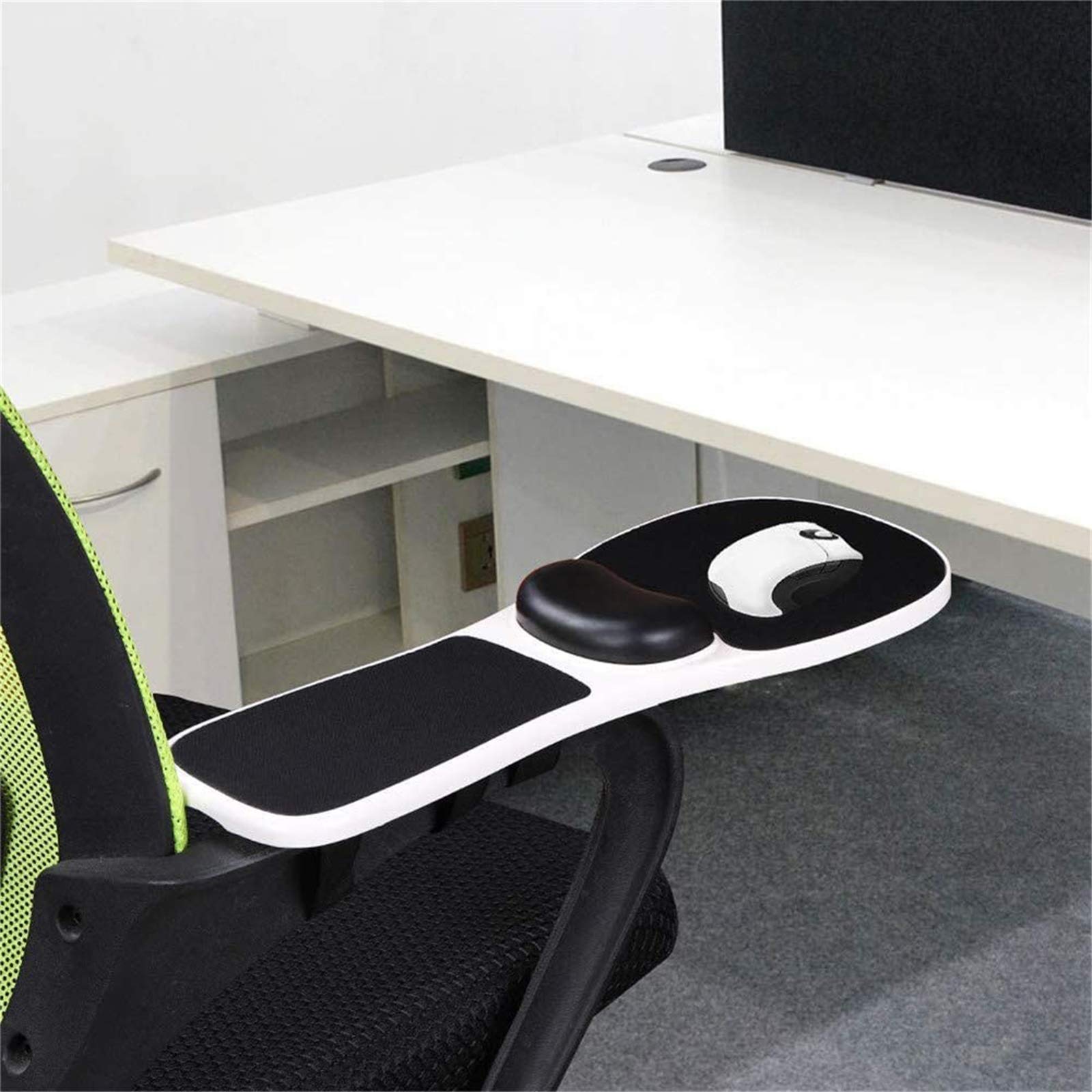 Set Composto da Tappetino per Il Mouse con Poggiapolso in Gel, Superficie Antiscivolo, E Poggiapolsi per Tastiera(Bianca)