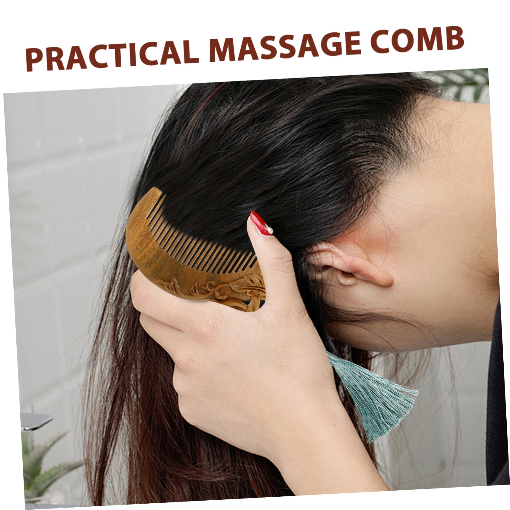 MAGICLULU 5st Schnitzkamm Grünem Sandelholz Haarschneidekämme Kamm Für Frauen Haarkamm Für Erwachsene Massagekämme Massagekamm Holz Haarpflegekamm Hölzern Meridian Damen Haare Kämmen