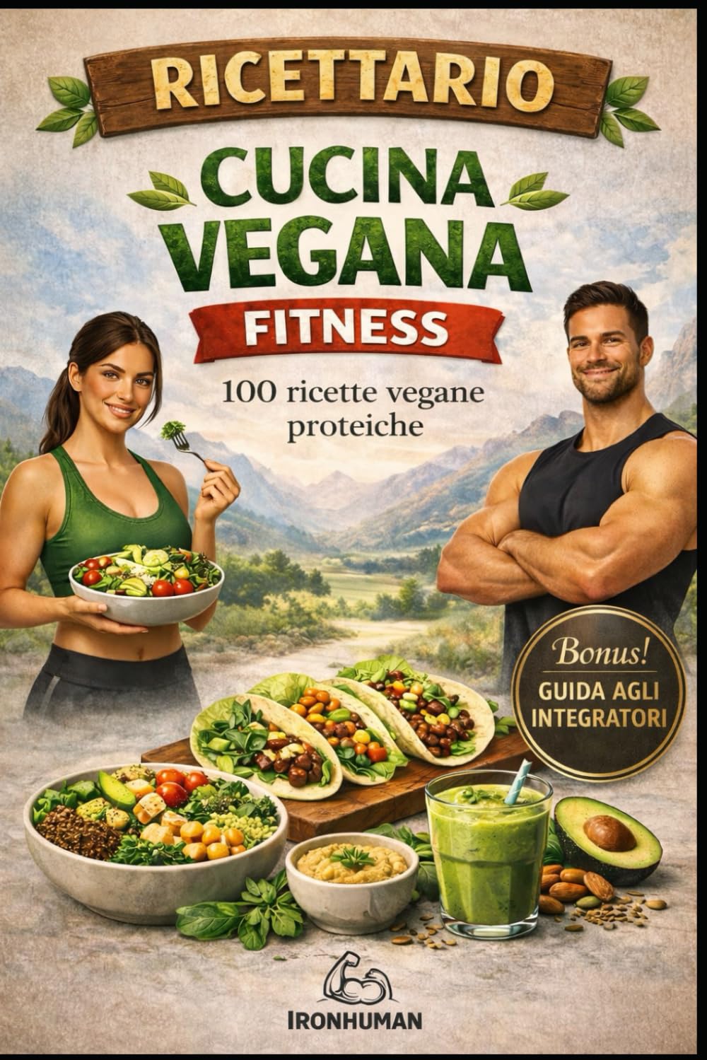 Ricettario Cucina Vegana Fitness: 100 Ricette Vegane Proteiche + Bonus: Guida all'integrazione