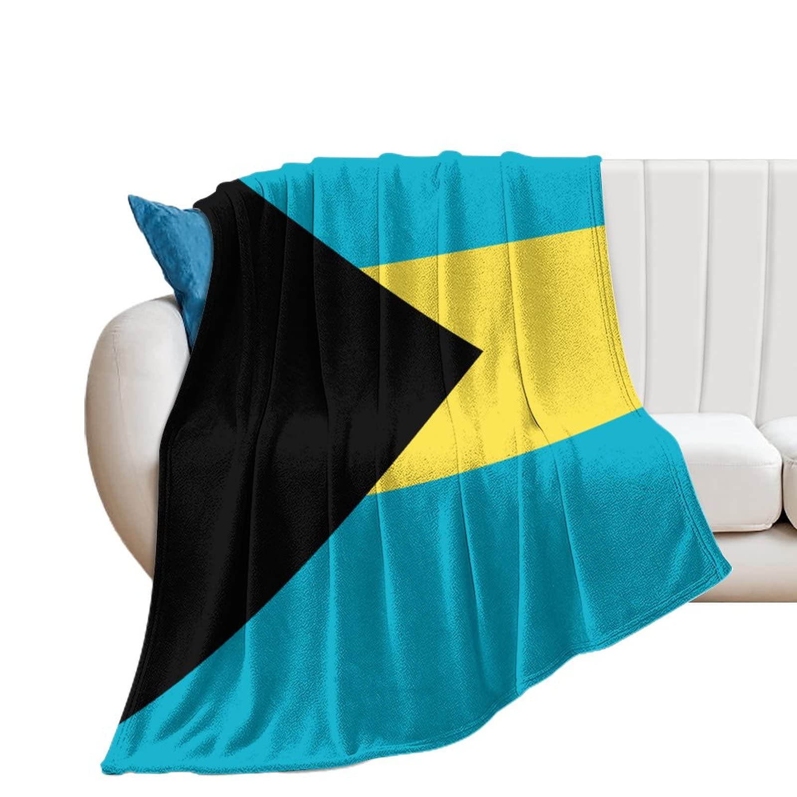 Couverture en flanelle drapeau des Bahamas 178x203 cm pour lit et canapé