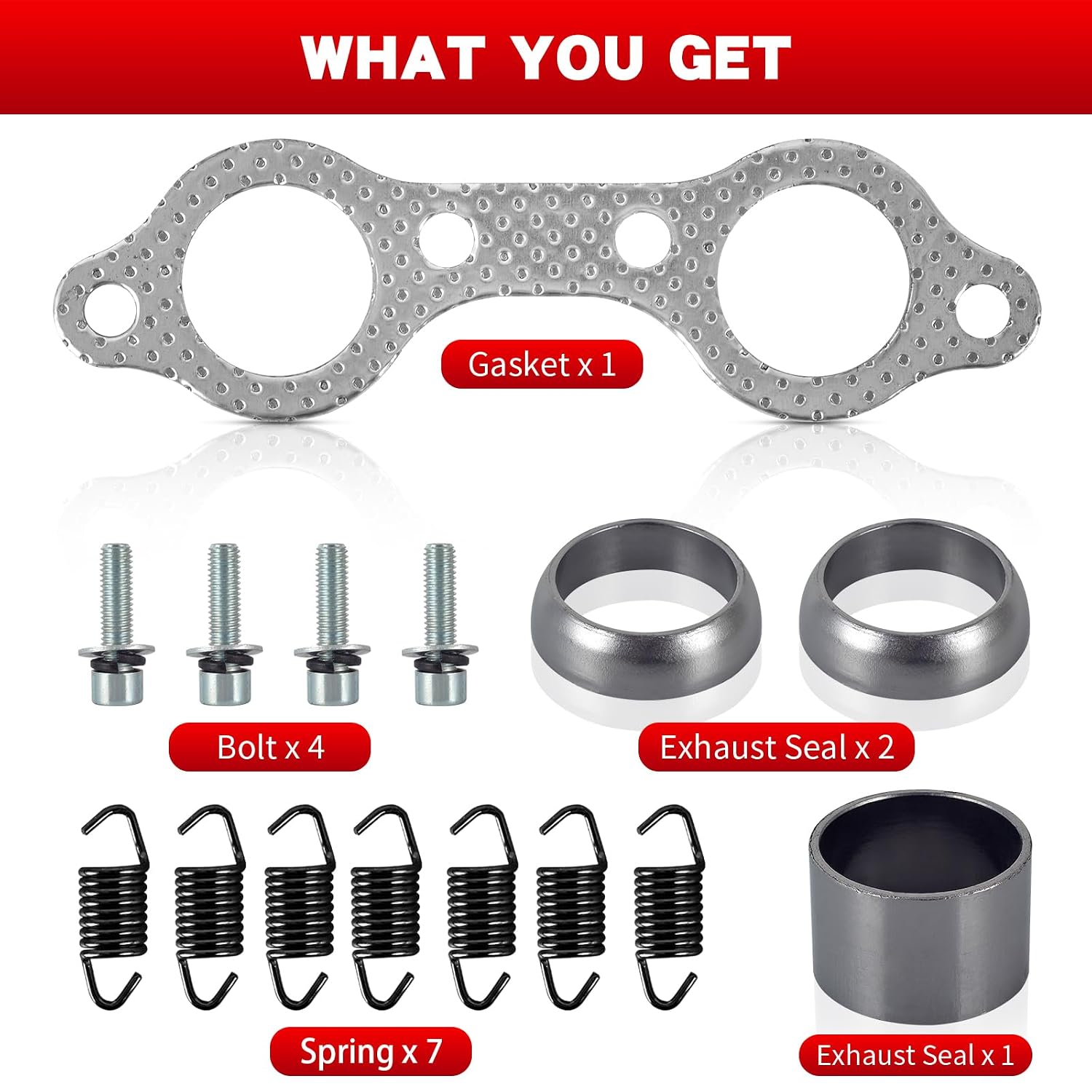 Exhaust System Repair Kit for 2008-2010 Polaris RZR 800 - Replace OEM Parts 5250091, 5811511, 3610047, 7041687, 7041789 with Muffler, Pipe, Manifold, Gasket & Spring.Electroplated Black Rust-Proof