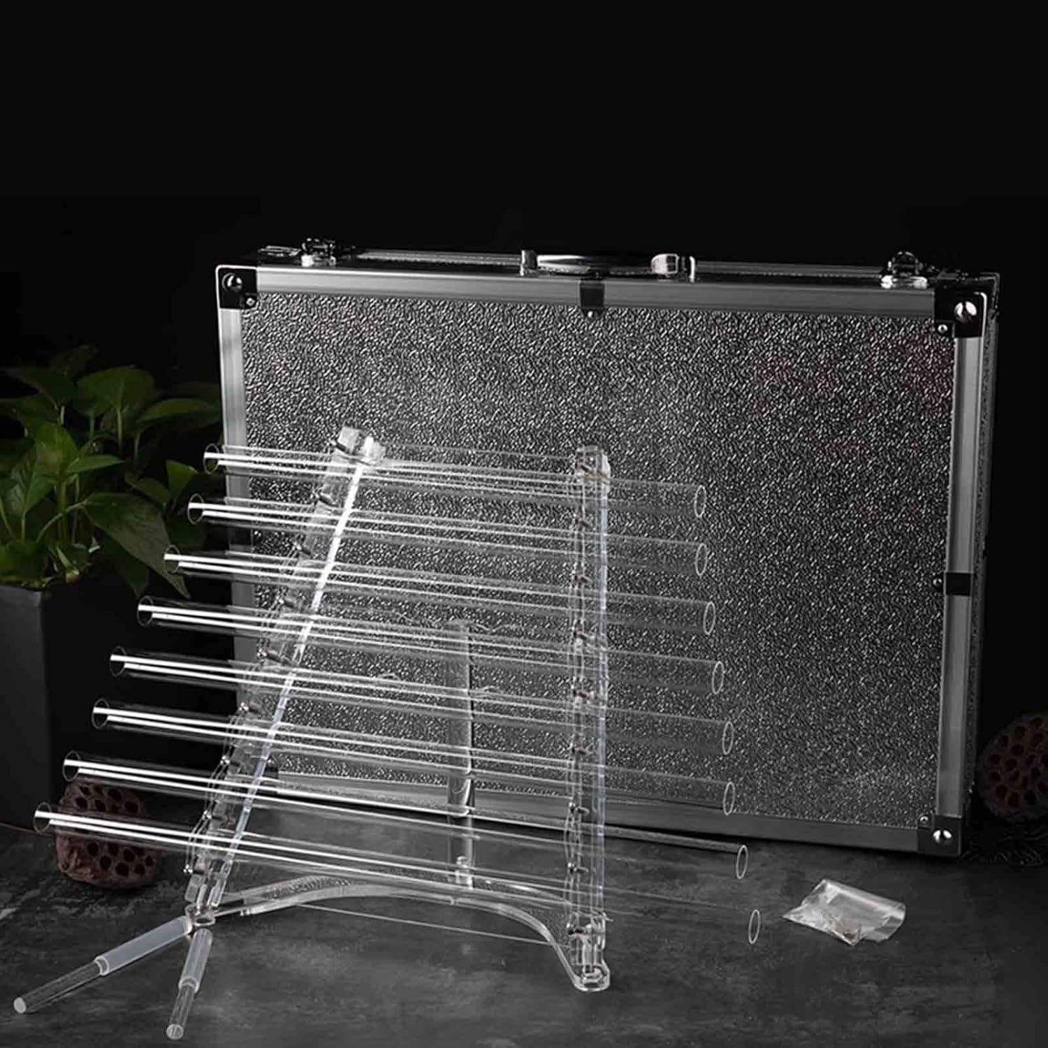 Harpe Chantante en Cristal Quartz 432 Hz,Bol Chantant en Cristal Quartz,Motif Fleur Vie,avec Support Et étui De Transport en Aluminium,pour Bain Sonore Et Méditation. Méditation 440hz