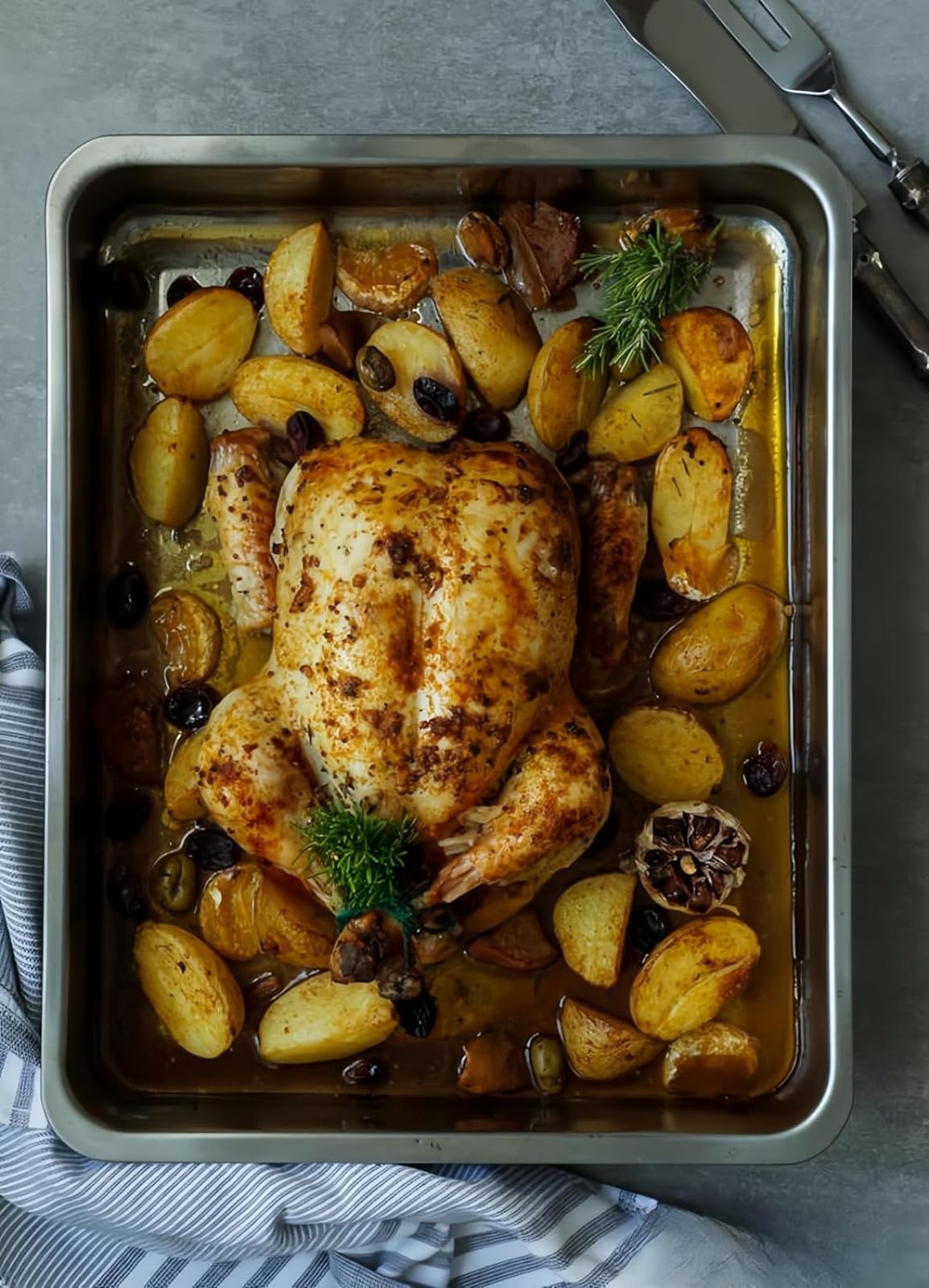 Heavy Du en bandeja de asado de acero sin forma de acero con estante, hoja de hornear profunda para pollo de pavo, bandeja de cocina segura para horno, lavavajillas fácil de limpiar, 17.5x13.6 pulgada