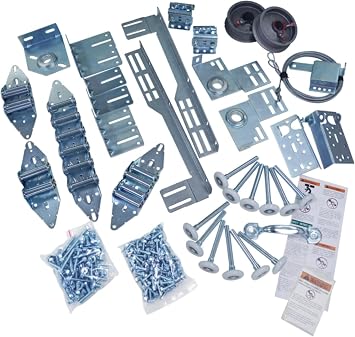 Garage Door Parts Installation Bundle Kit Set for 16 by 7 Feet Overhead Doors | Fix Replace Repair Garage Brackets, Drums, Cables, Hinges, Rollers, Screws, Door Jamb, Bearing, Bolts