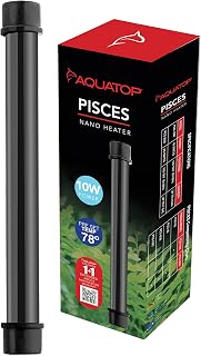Aquatop 10W Pisces Nano Heater - Fully Submersible for Nano Fish Tanks Up to 3 Gallons, Preset 78F Electric Thermostat, Heat-Resistant Water Heater, Small Aquarium Heaters, PCS-10W