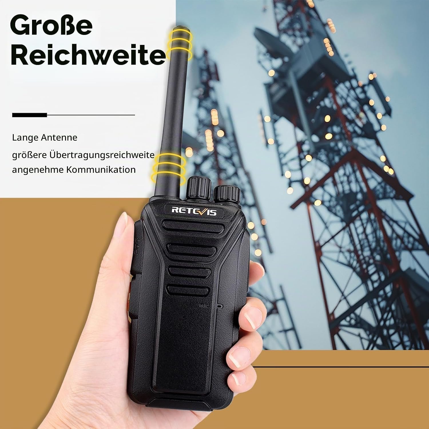Retevis RT27 Walkie Talkie Funkgerät, 16 Kanäle PMR Lizenzfrei VOX Notanruf, Funkgeräte Wiederaufladbar mit USB Ladeschale, Funkgeräte Set für Zuhause, Camping, Flotte (2 Stück, Schwarz)