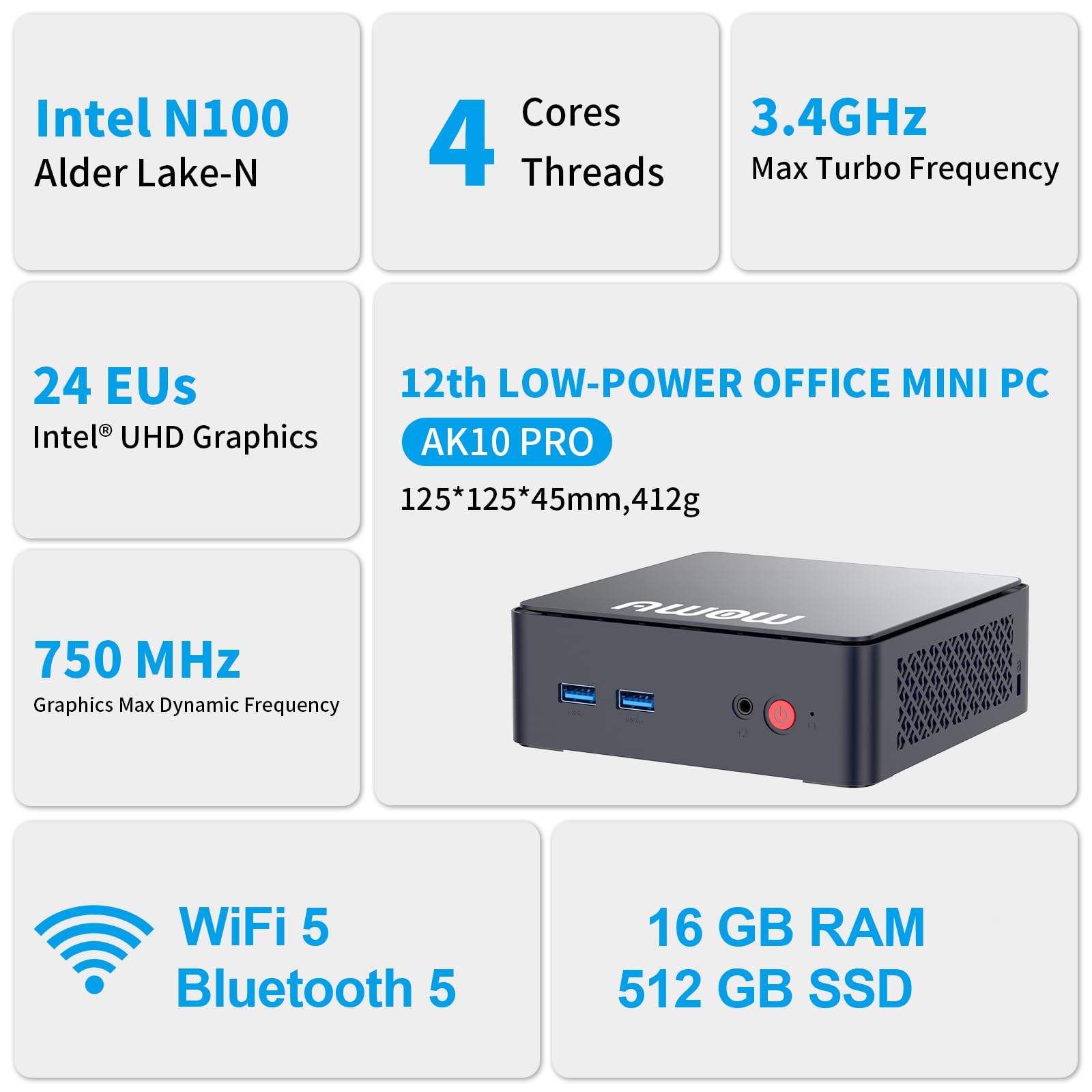 AWOW Mini PC AK10 Pro 本体 おまけ付き AWOW Mini PC AK10 - Intel N100