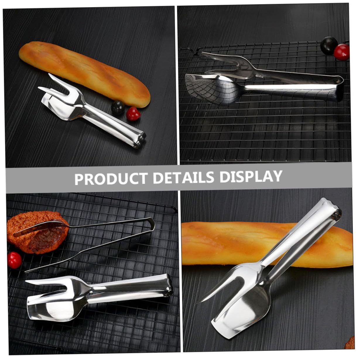 Pinze Cibo Acciaio Inox 2 Pezzi, Pinzette Bbq Carne Pane