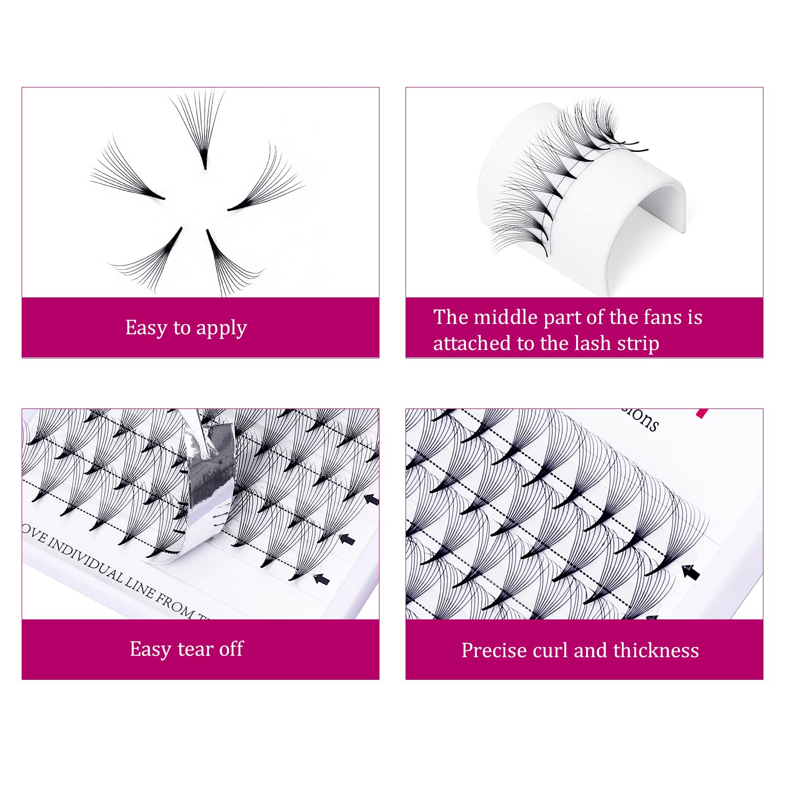 FADLASH Extension Ciglia Ciuffetti 10D 0,07mm Curva C 10mm Ciglia Finte a Ciuffetti Premade Fans Lashes Cluster