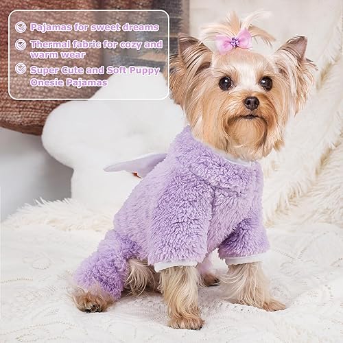 Miniatura 7 de Pijama de terciopelo mullido para perro, suéter de invierno con alas de ángel, ropa para perros pequeños, hembra, niño, trajes de perro para