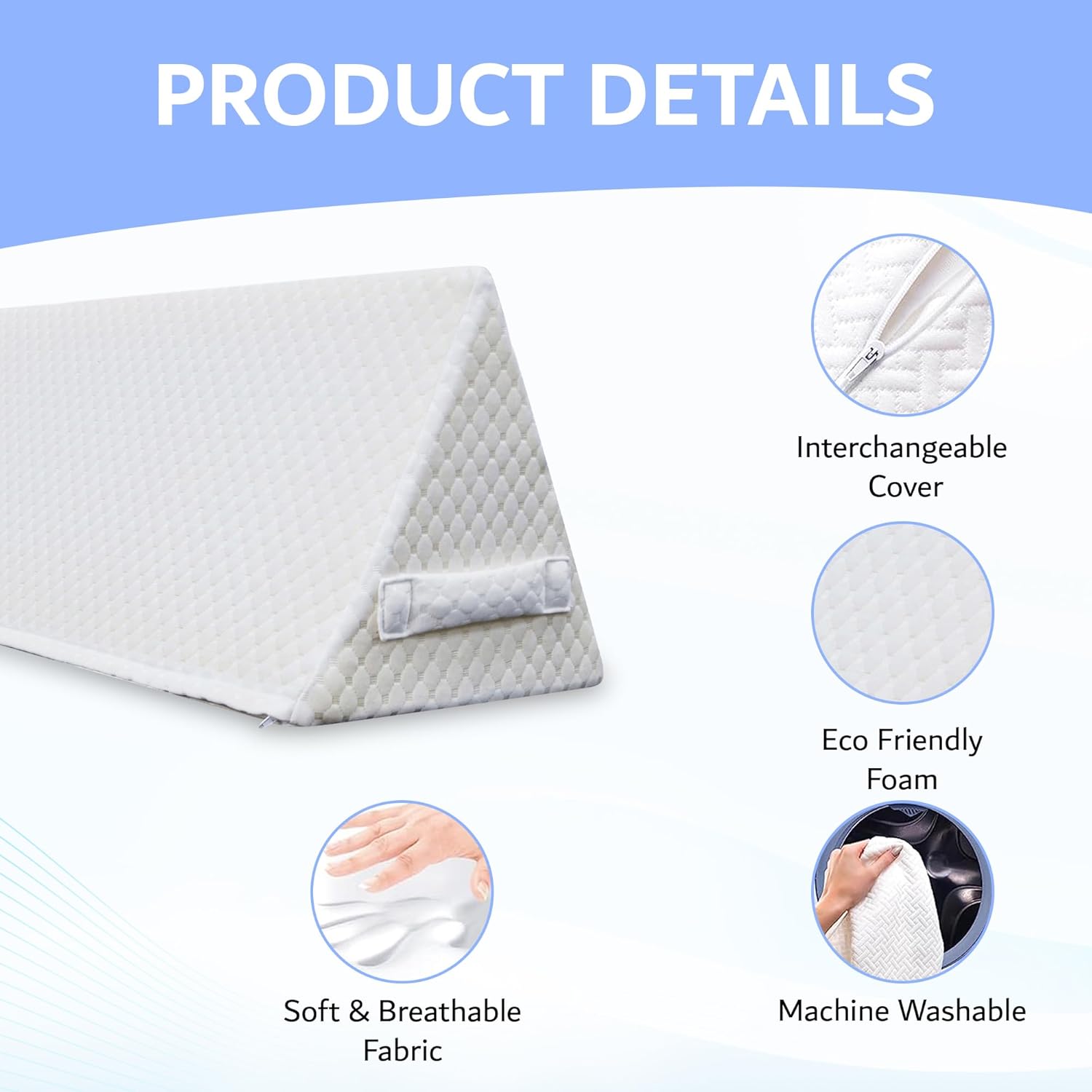 Triangle Foot Pillow - Optimal Restful Sleep Blanket Elevation Wedge Pillow, Comfortable Sleep Leg Pillow, Ankle Support Pillow, Recommended for Back/Knee/Hip Pain