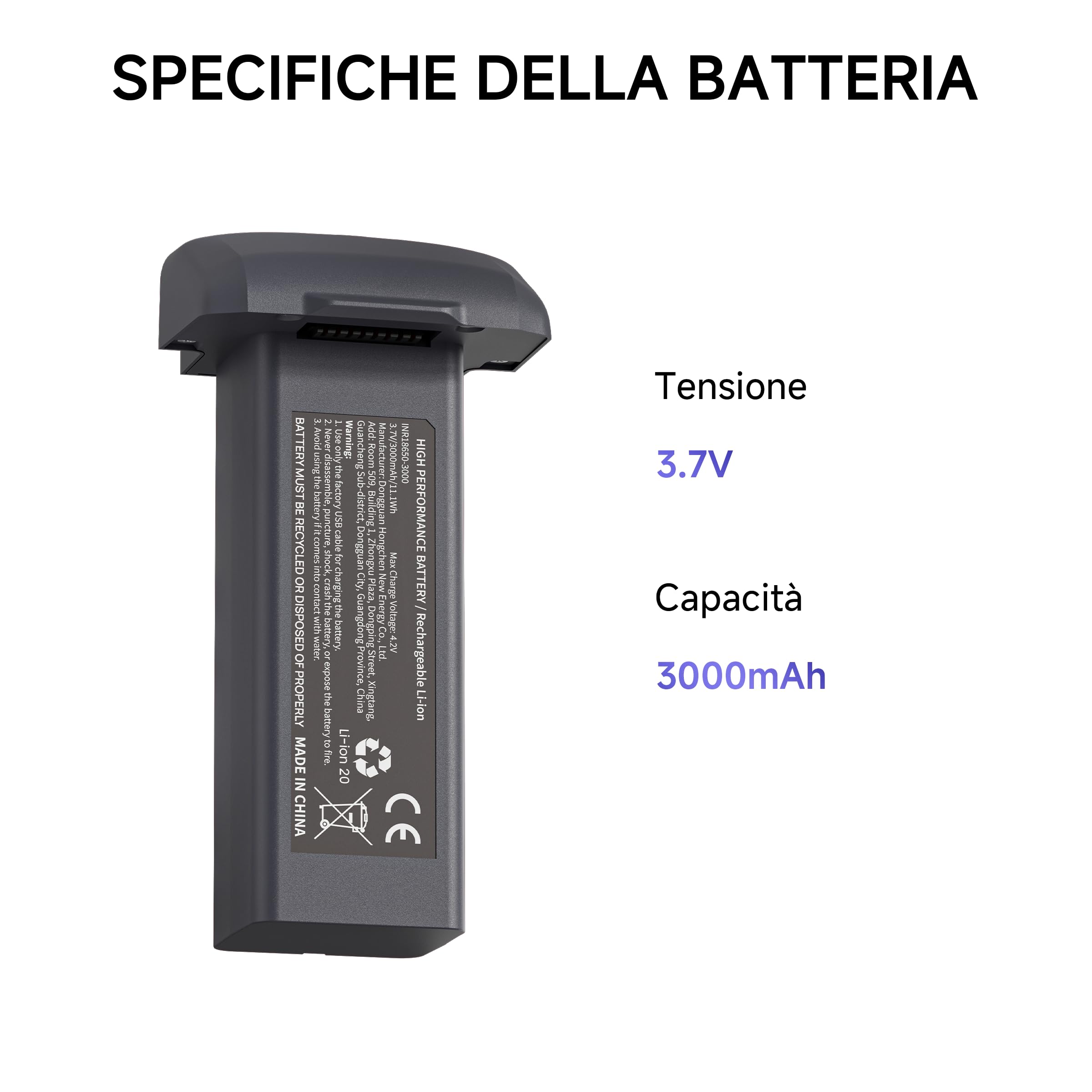 Ameta Batteria per Drone S20 Pro, 3,7 V, 3000 mAh, Batteria Ricaricabile per Drone Quadcopter RC, Nero