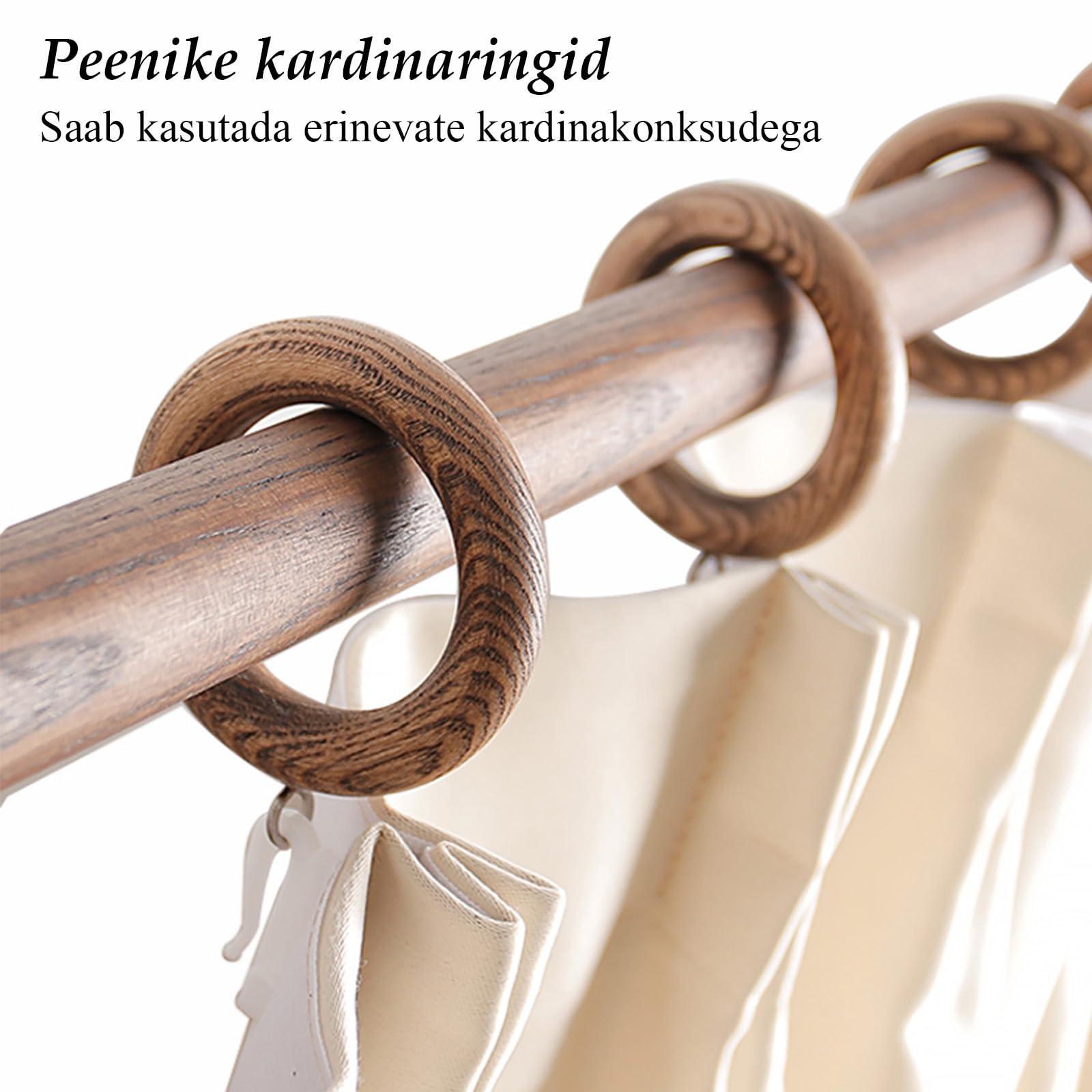 ty Tringle à rideaux en bois de 120 cm – Tringle à fenêtre simple/double avec support simple pour chambre à coucher, cuisine, salle de bain – Design robuste et résistant