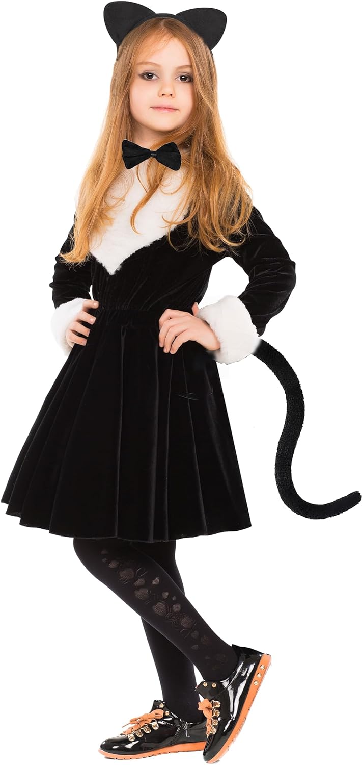 Black Cat Costume Set - Cat Ear Headband, Bowtie, Tail, Tutu Skirt - Halloween Accessories - Image 5