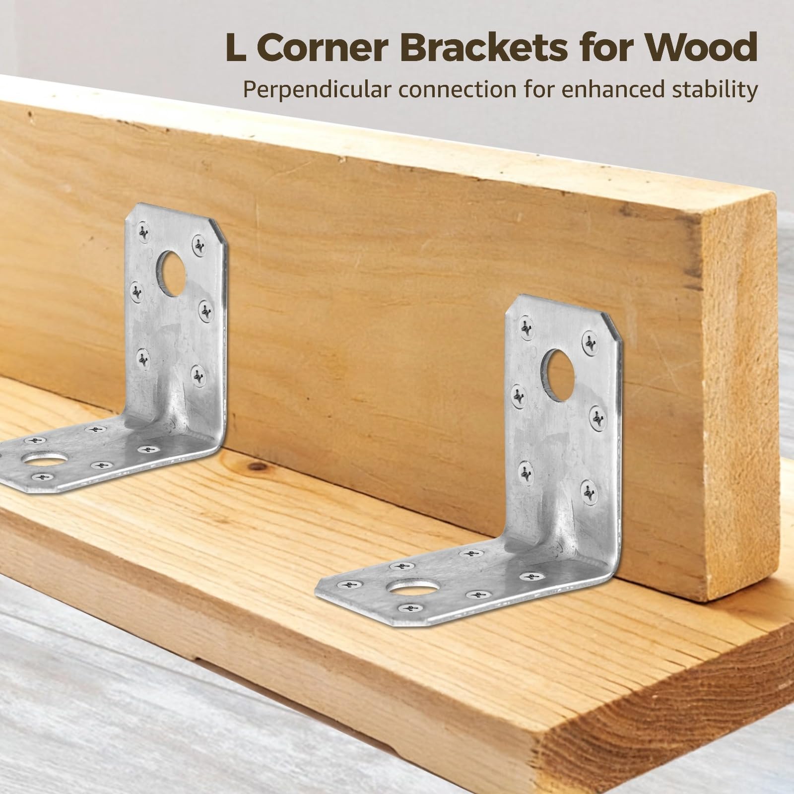 50 Stk. L-Winkelverbinder für Holz, Stahl-Winkelhalter 5,6 x 5,6 x 3,6 cm, 90-Grad-Eckverbinder, Mehrloch-Design für Möbel, Regale, Holzplatten, mit gleichmäßiger Lochanordnung