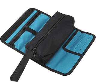 Tool Roll Bag,600D Oxford Cloth Foldable Tool Bag Electricians Tool Storage Holder Organizer Roll Bag with zipper,Tool Roll Up Pouch for Craftsman Electricians Gardener