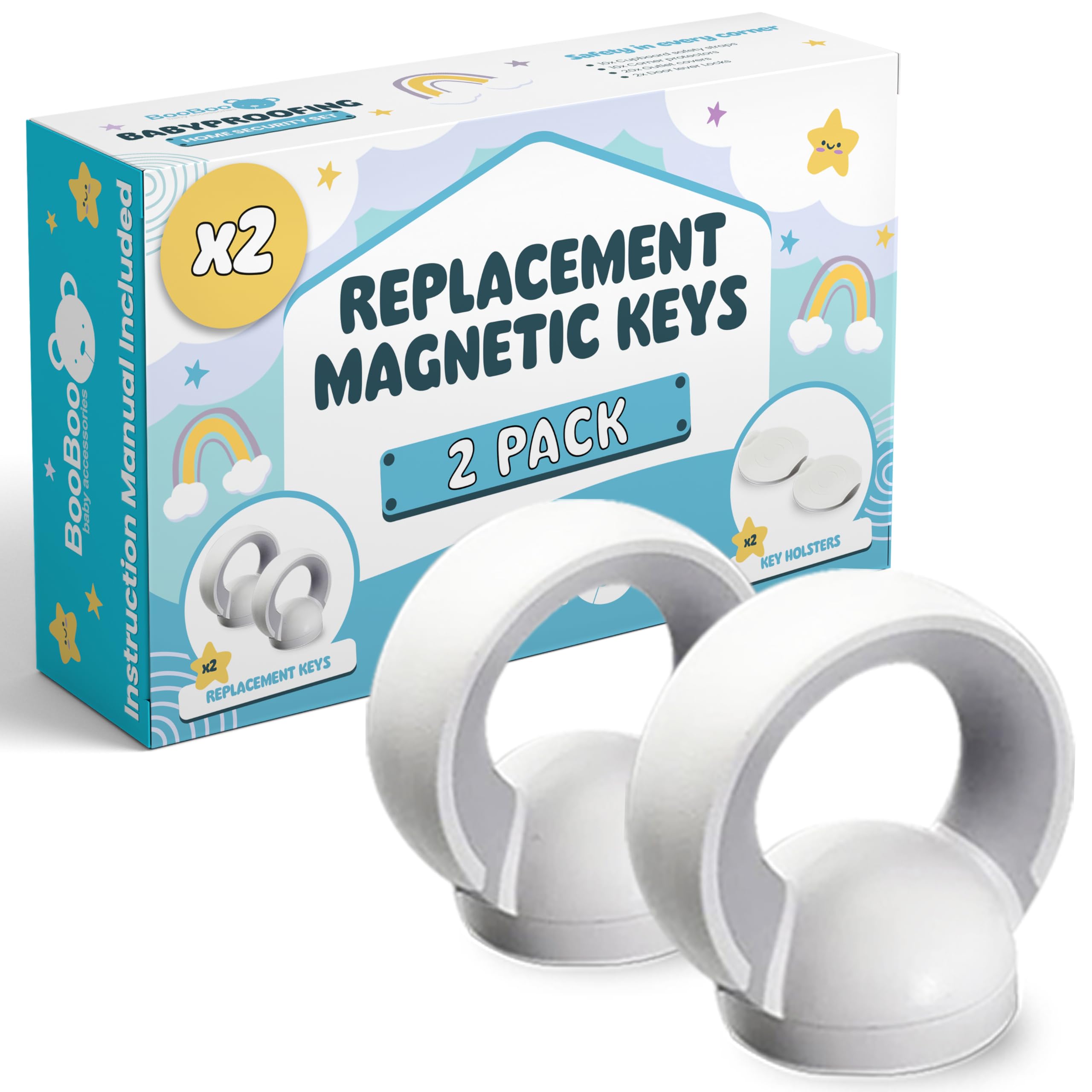 Booboo® x2 Spare Replacement Magnetic Keys Child Safety Locks for Children Baby Proofing Your Home Cabinets and Drawers with Extra Magnet Keys