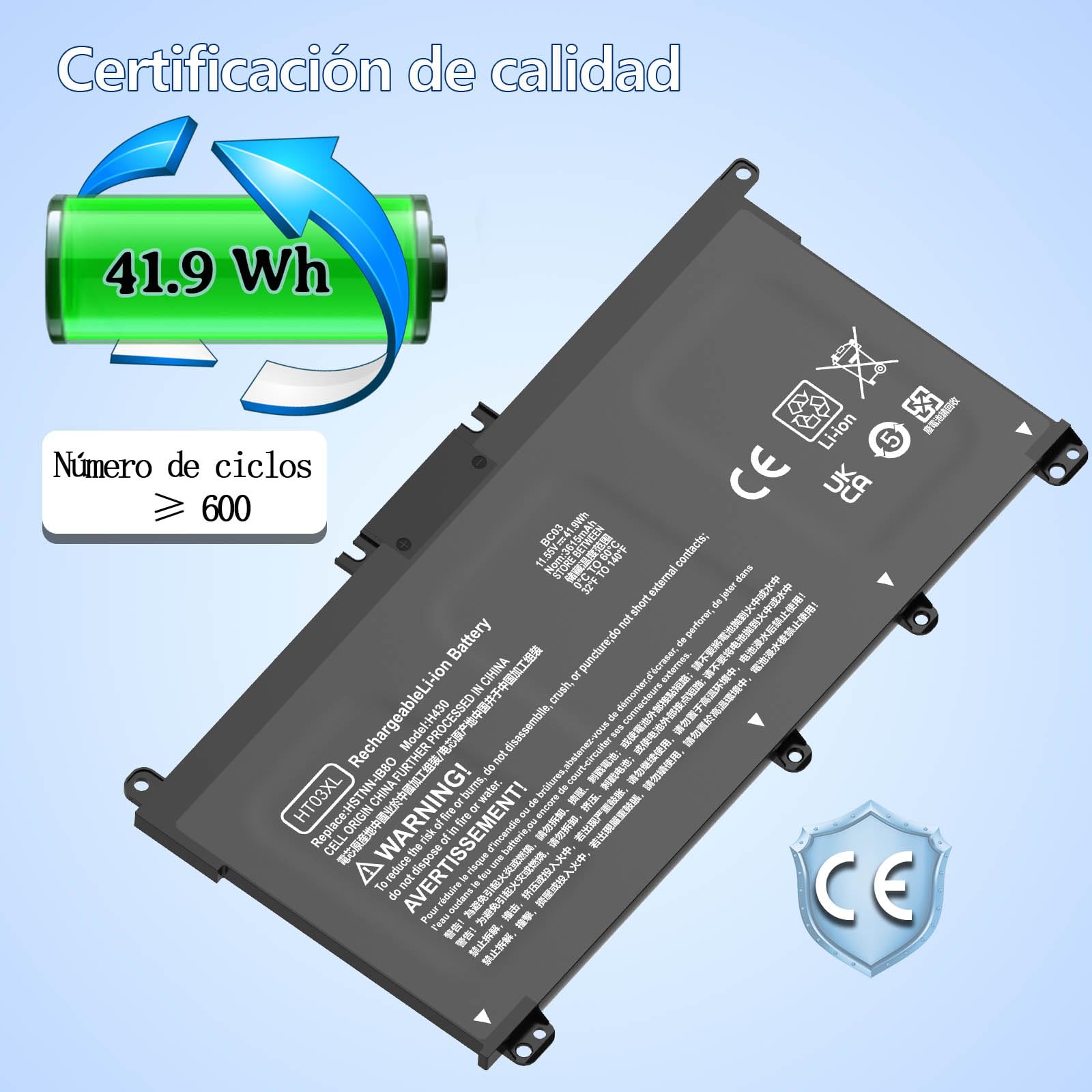 Hafiuege HT03XL TF03X Batería Compatible con Portátil HP Pavilion 14-DK 14-DF 14-CF 14-CE 15-da0xxx 15-cs0xxx 15-DB 15-CW 15-CR 15-CS0053CL 15-DA0014DX HT03041XL HSTNN-DBB HSTNN-UB7J L11119-855