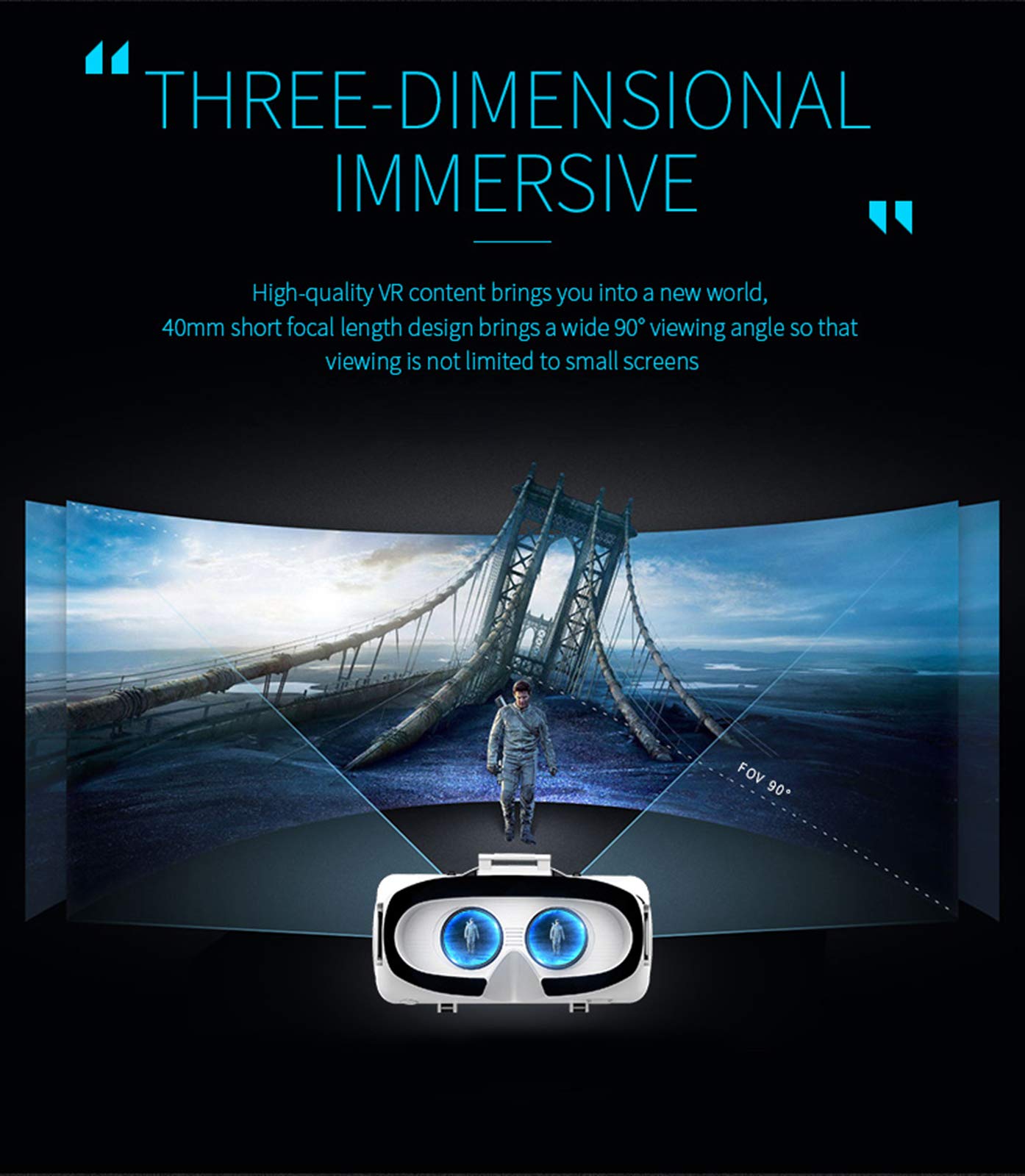 3D VR Gafas de Realidad Virtual, Auriculares Estéreo Integrados, Casco VR de Realidad Virtual para Videojuegos de Películas 3D VR, para Pantalla de 4,7 a 6,0 Pulgadas