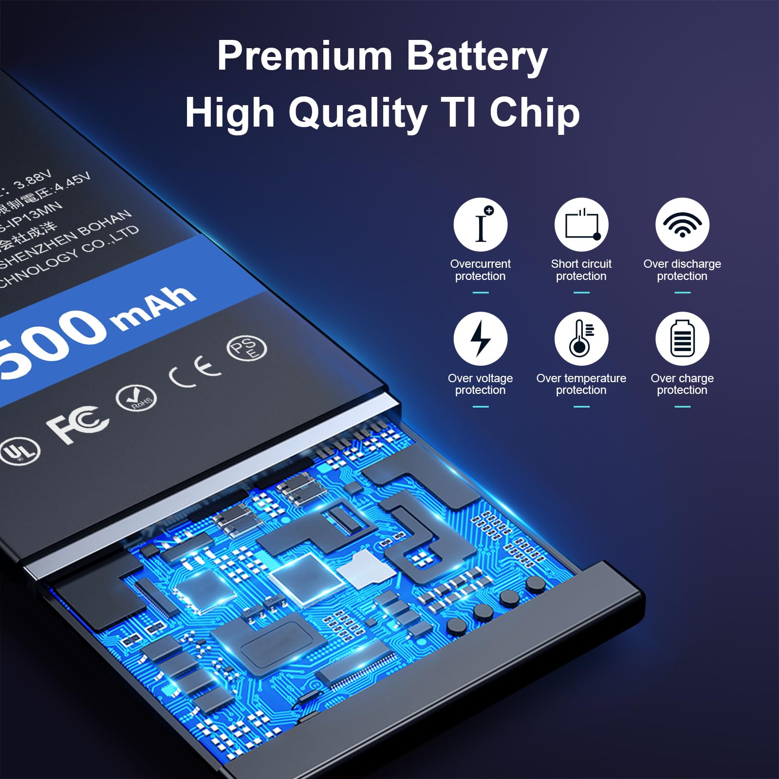 Elephantstory Batteria per Phone 13 Mini, 4500 mAh Alta Capacità 0 Cicli Batteria ai Polimero di litio con Kit di Strumenti di Riparazione e Guida